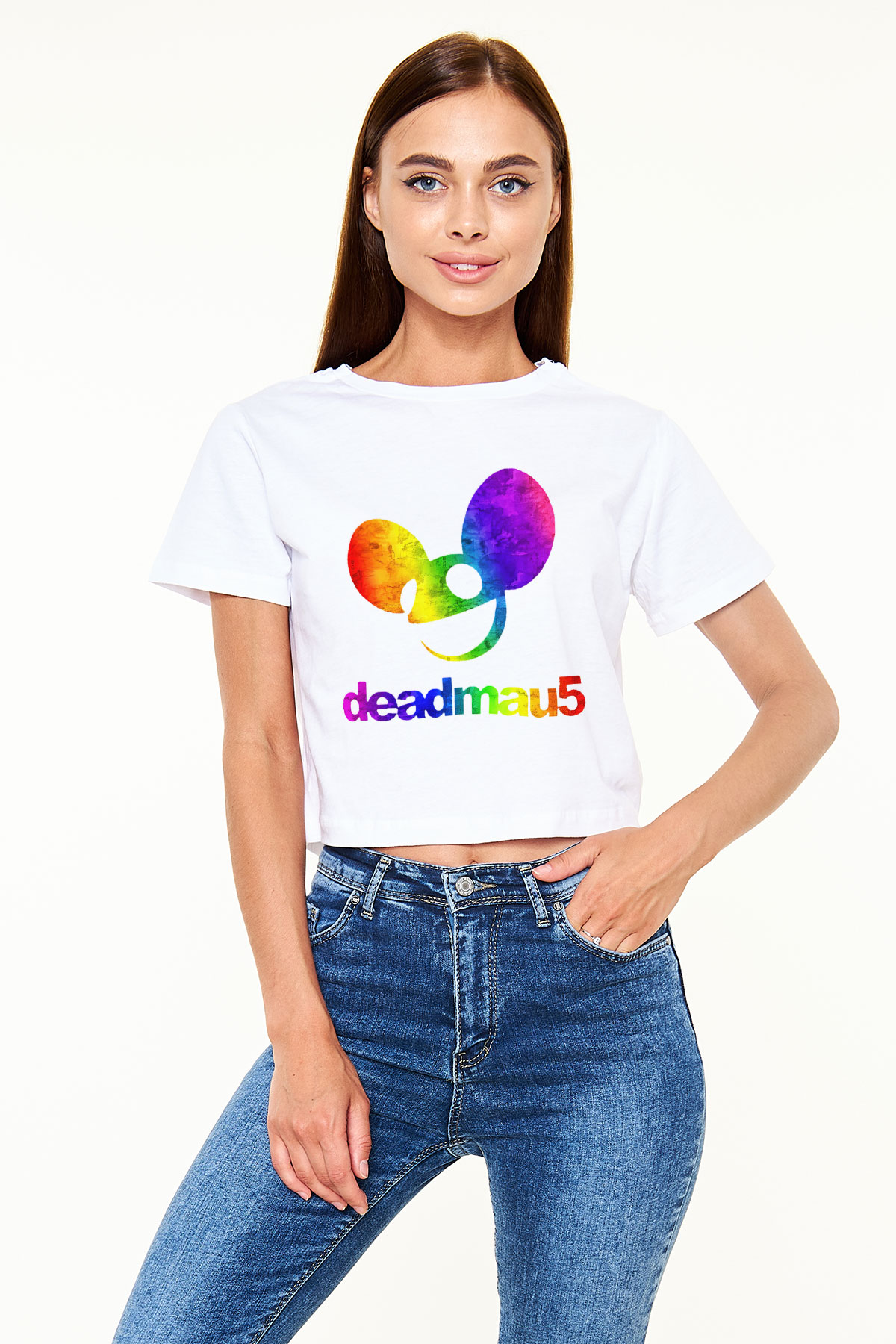 Deadmau5 Beyaz Croptop Tişört