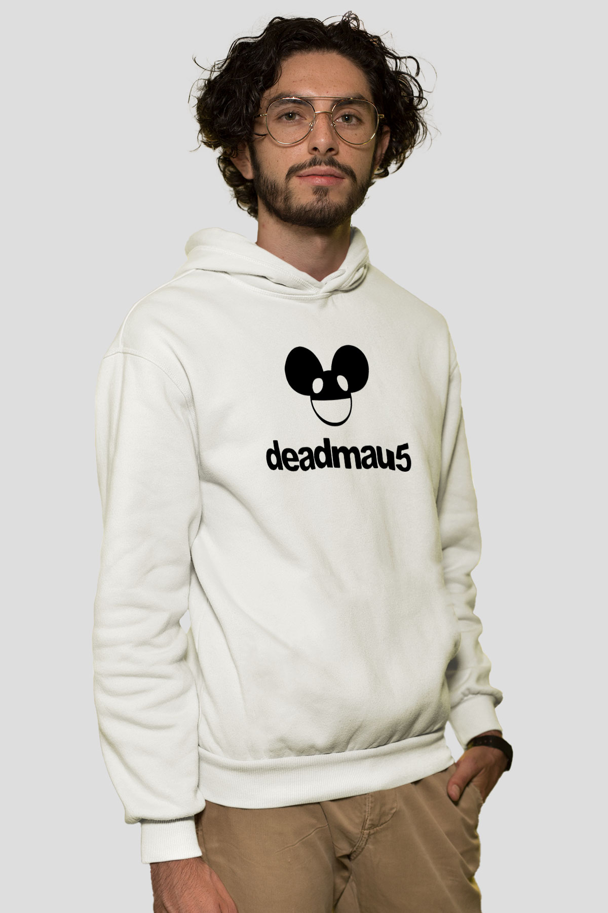 Deadmau5 Beyaz Unisex Kapşonlu Sweatshirt