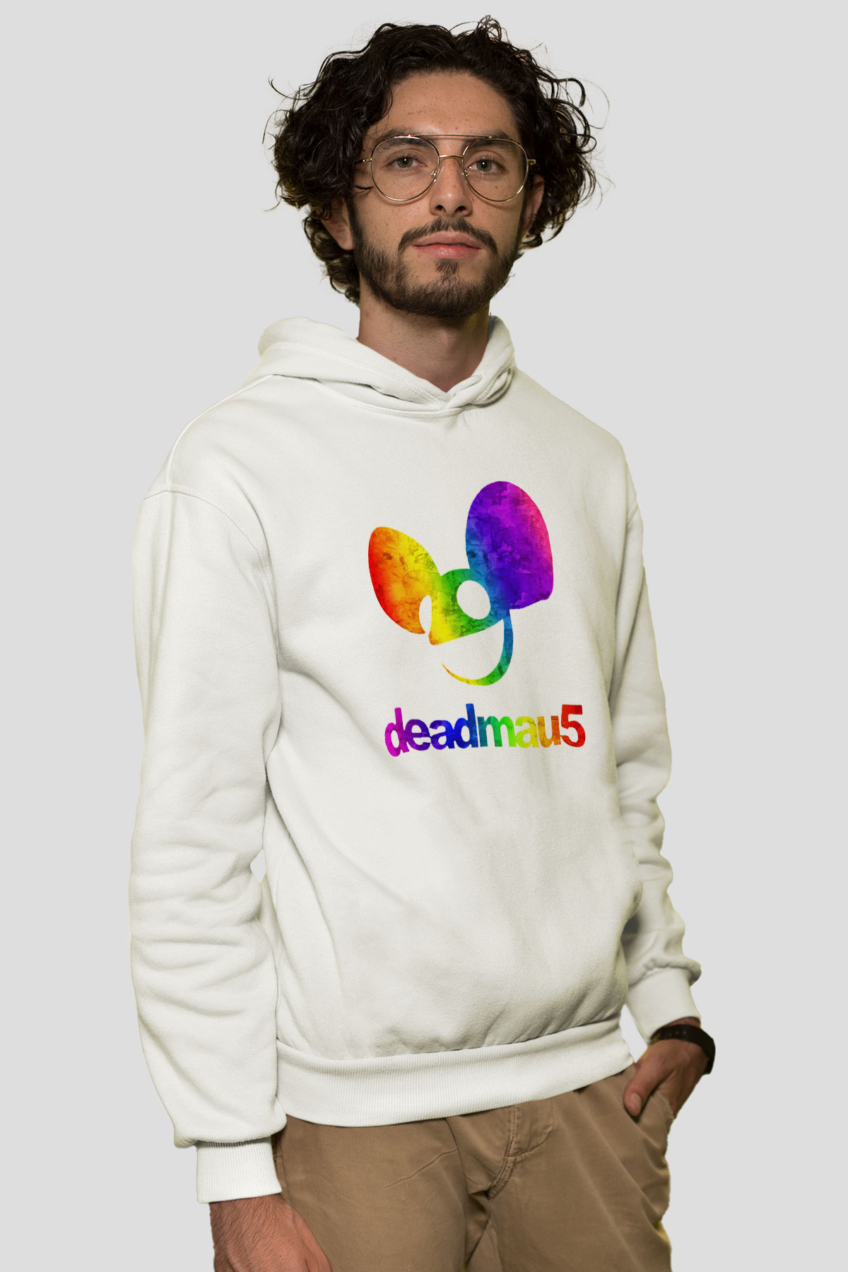 Deadmau5 Beyaz Unisex Kapşonlu Sweatshirt