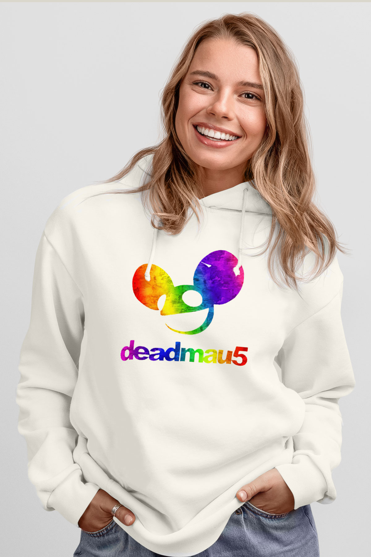 Deadmau5 Beyaz Unisex Kapşonlu Sweatshirt