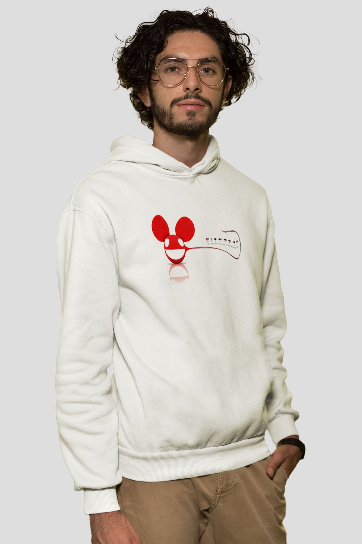 Deadmau5 Beyaz Unisex Kapşonlu Sweatshirt