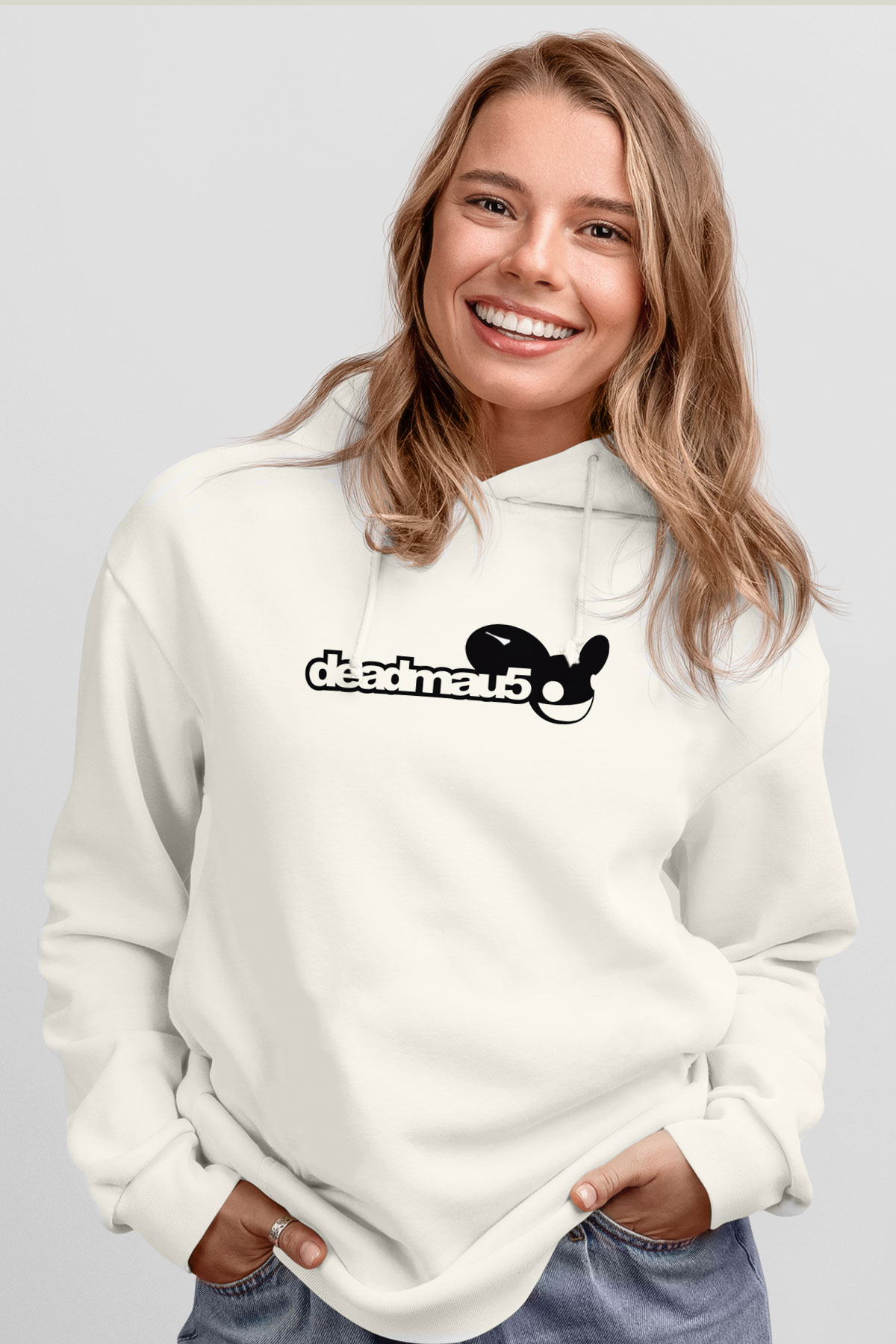 Deadmau5 Beyaz Unisex Kapşonlu Sweatshirt