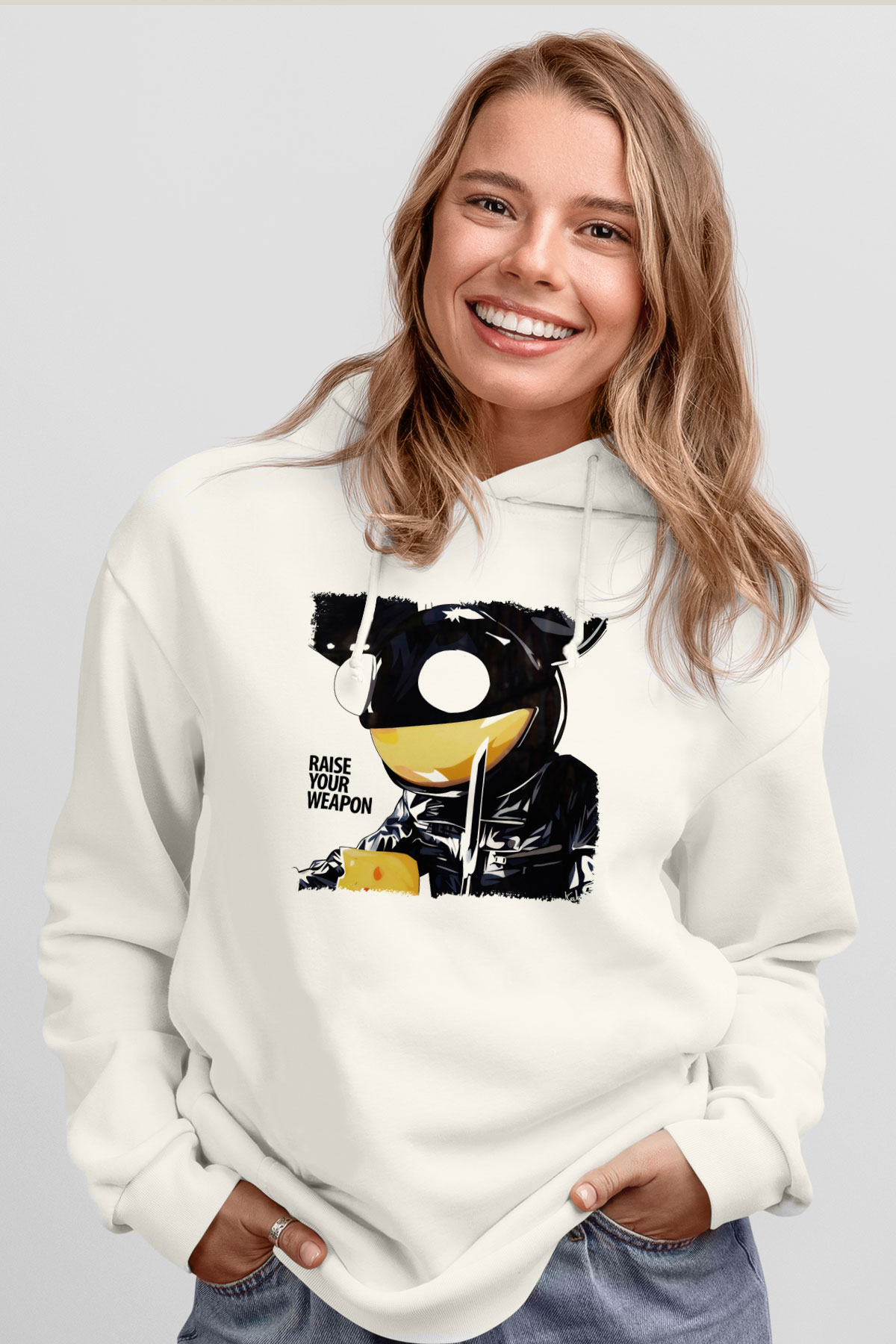 Deadmau5 Beyaz Unisex Kapşonlu Sweatshirt