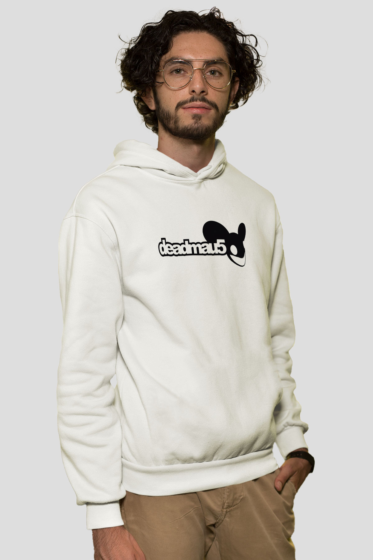Deadmau5 Beyaz Unisex Kapşonlu Sweatshirt