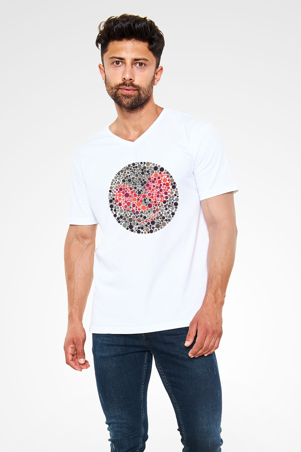 Deadmau5 Beyaz Unisex V Yaka Tişört