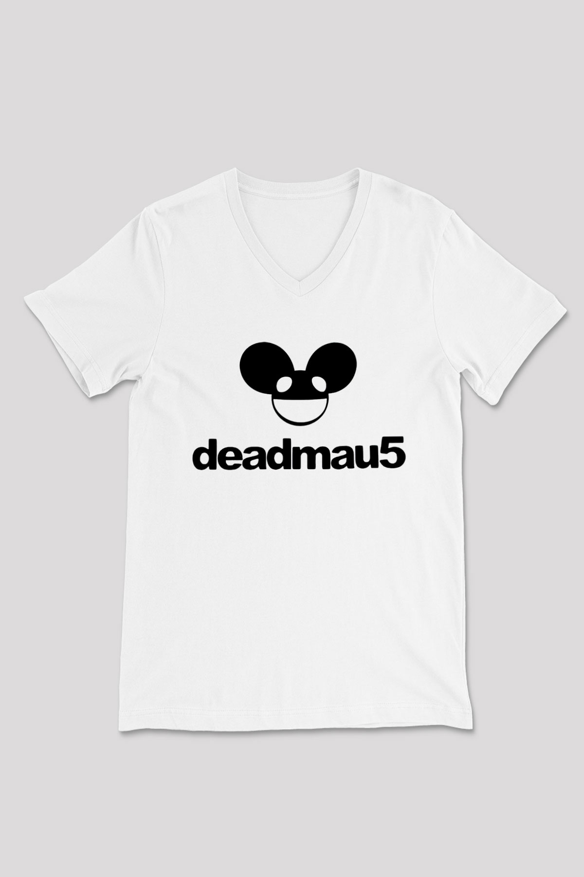 Deadmau5 Beyaz Unisex V Yaka Tişört T-Shirt