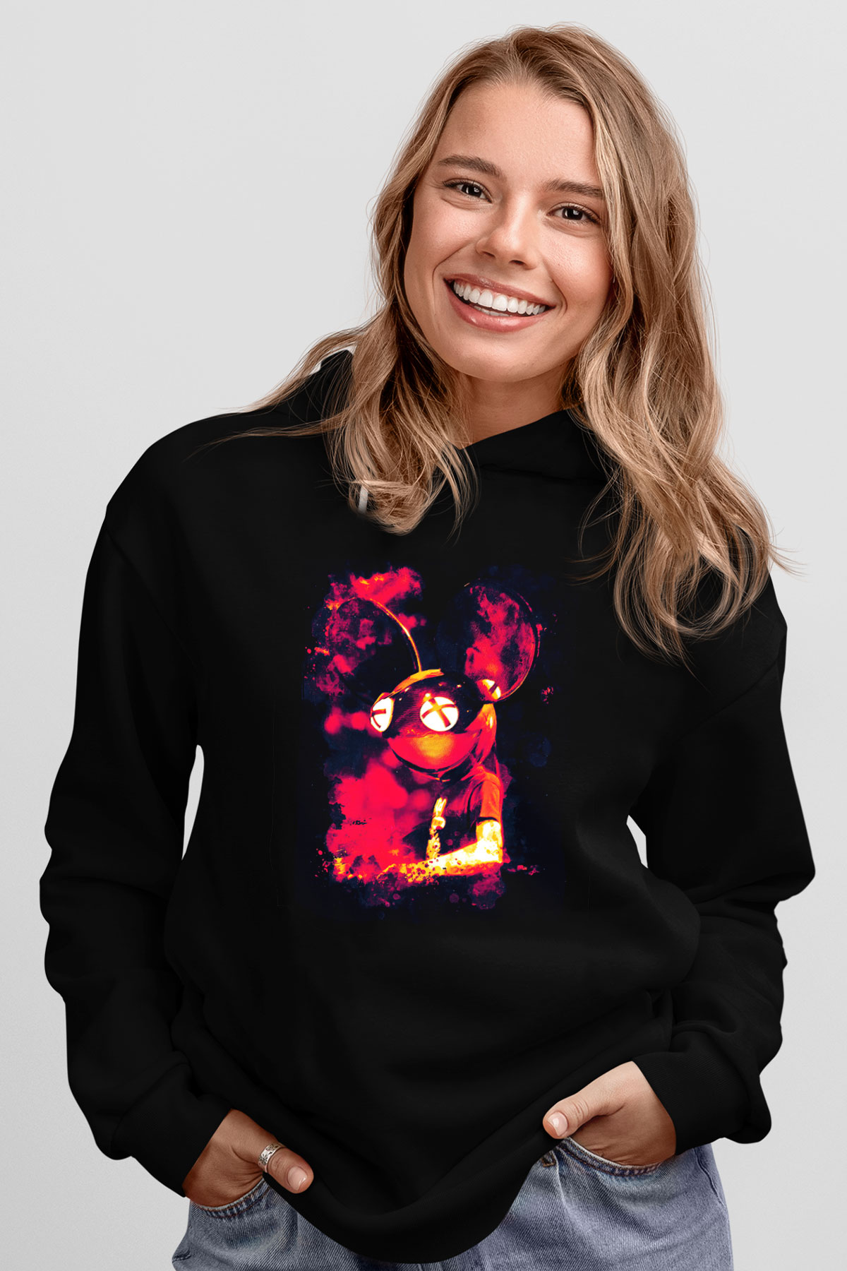 Deadmau5 Siyah Unisex Kapüşonlu Sweatshirt