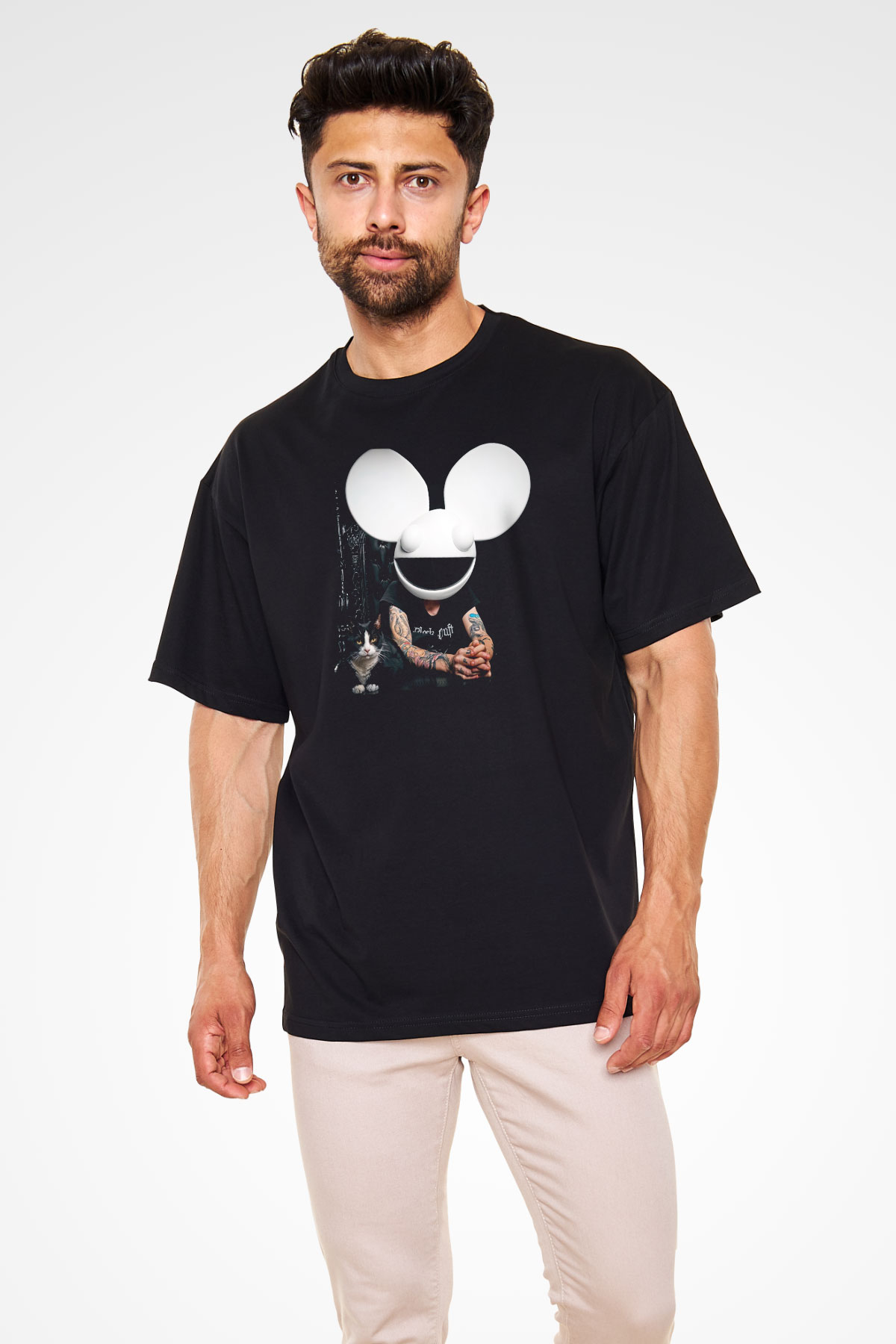 Deadmau5 Siyah Unisex Oversize Tişört T-Shirt