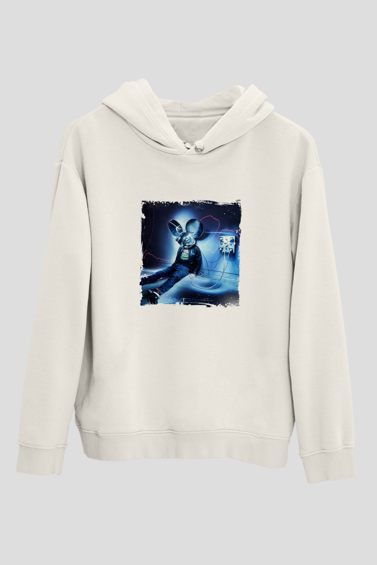 Deadmau5Baskılı Beyaz Hoodie