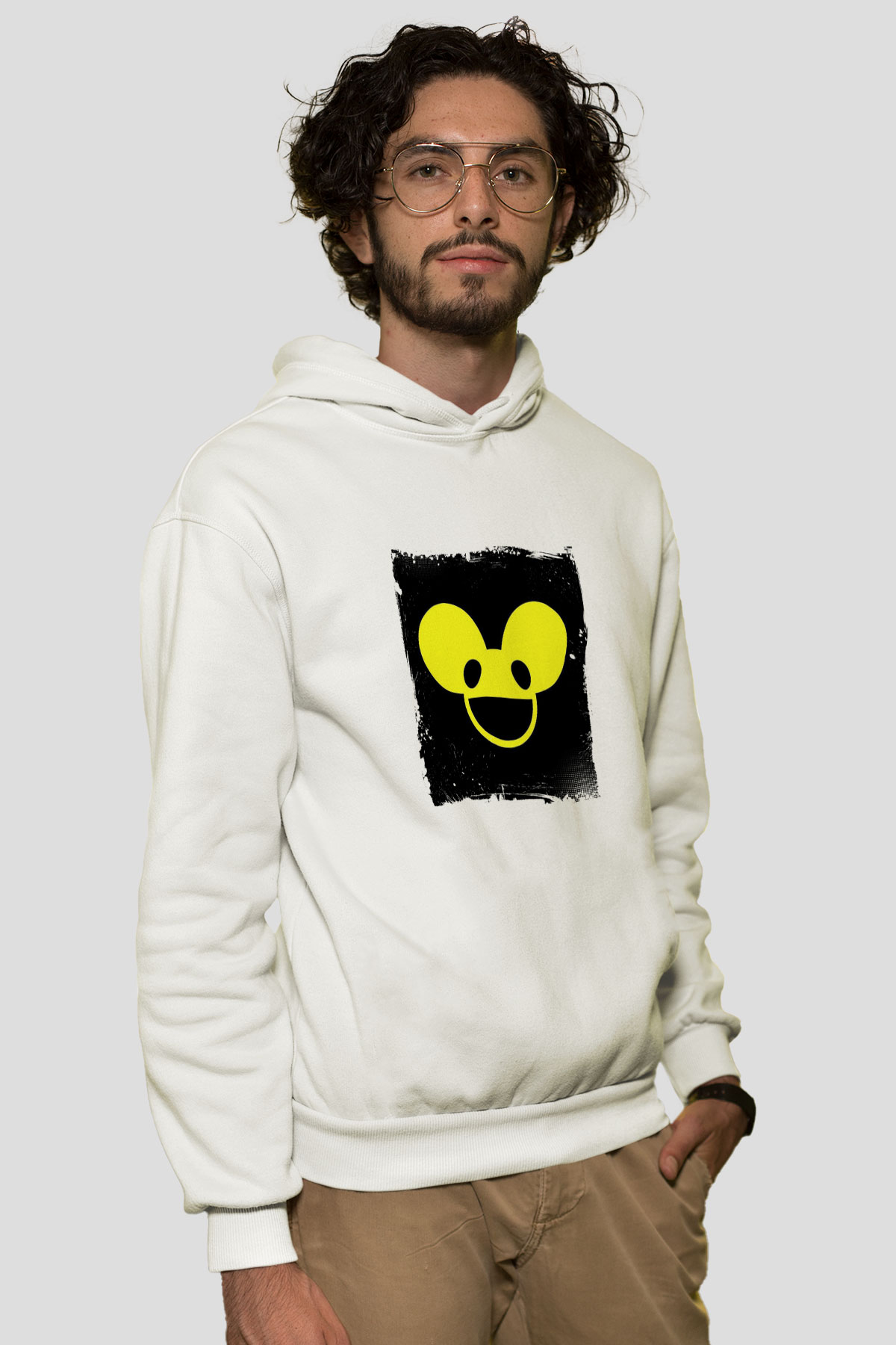 Deadmau5Baskılı Beyaz Hoodie