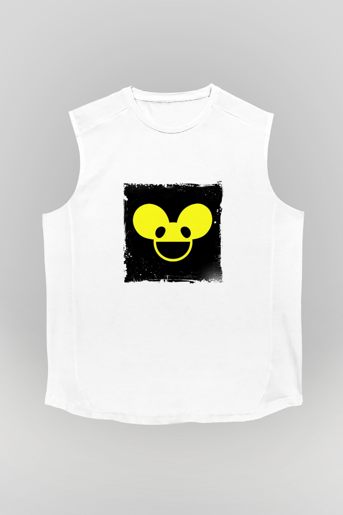 Deadmau5Baskılı Beyaz Kolsuz Tişört