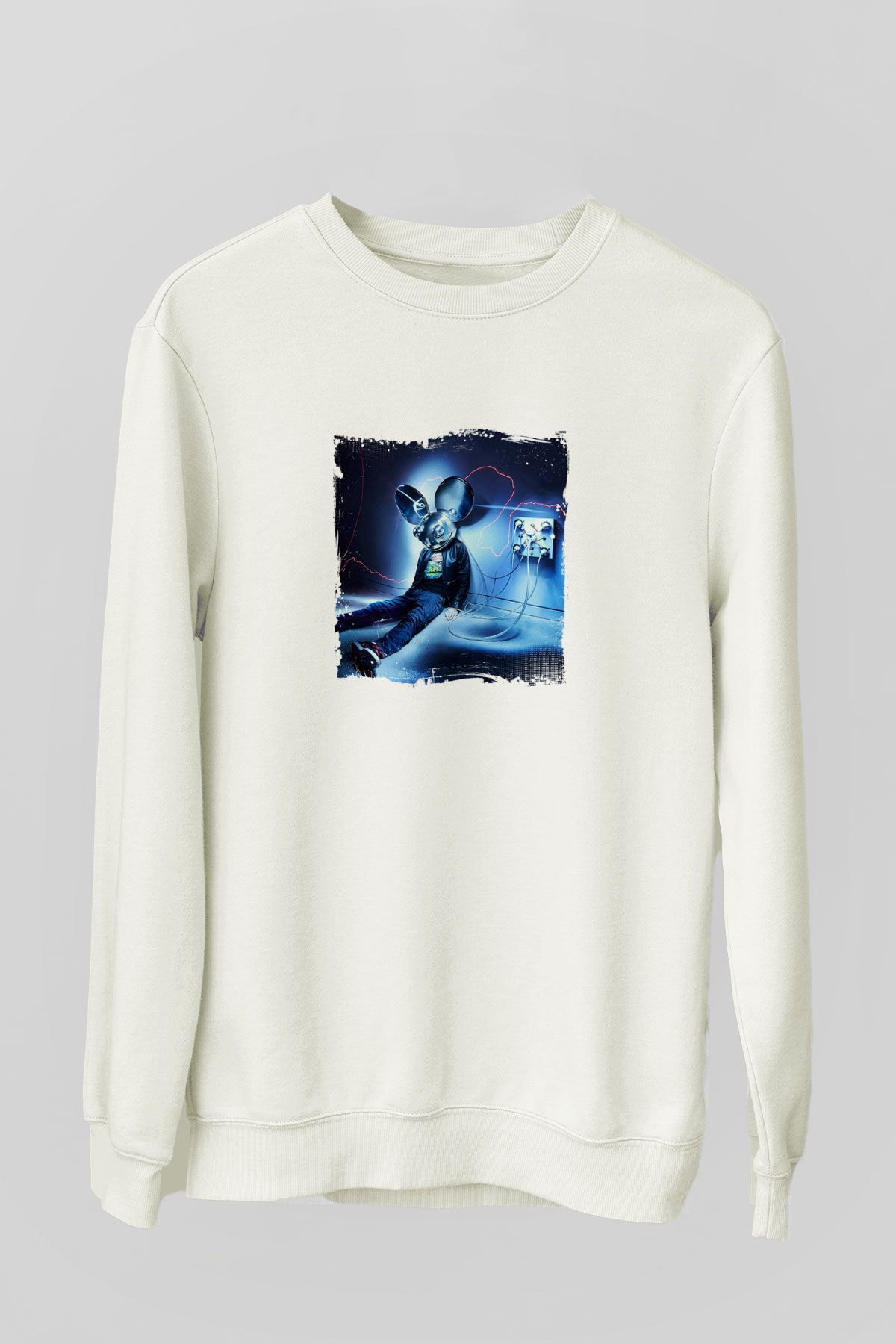 Deadmau5Baskılı Beyaz Sweatshirt