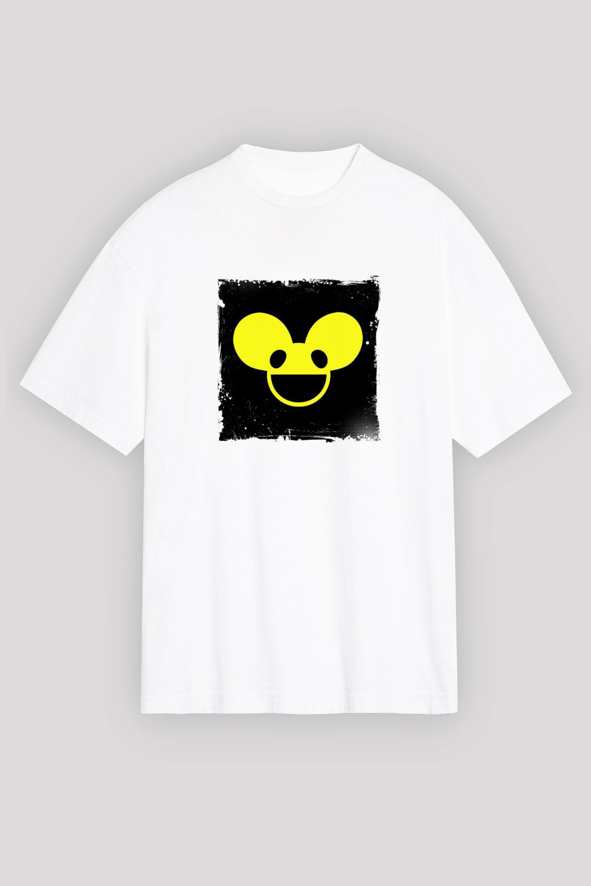 Deadmau5Baskılı Beyaz Oversize Tişört