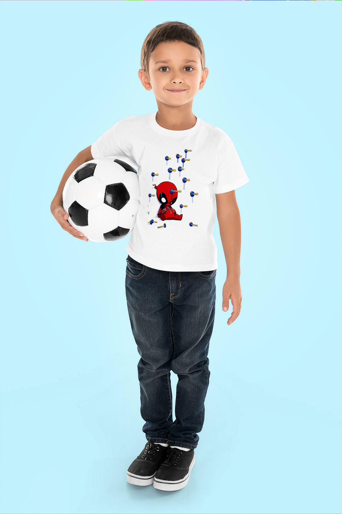 Deadpool Baskılı Unisex Beyaz  Çocuk Tişört