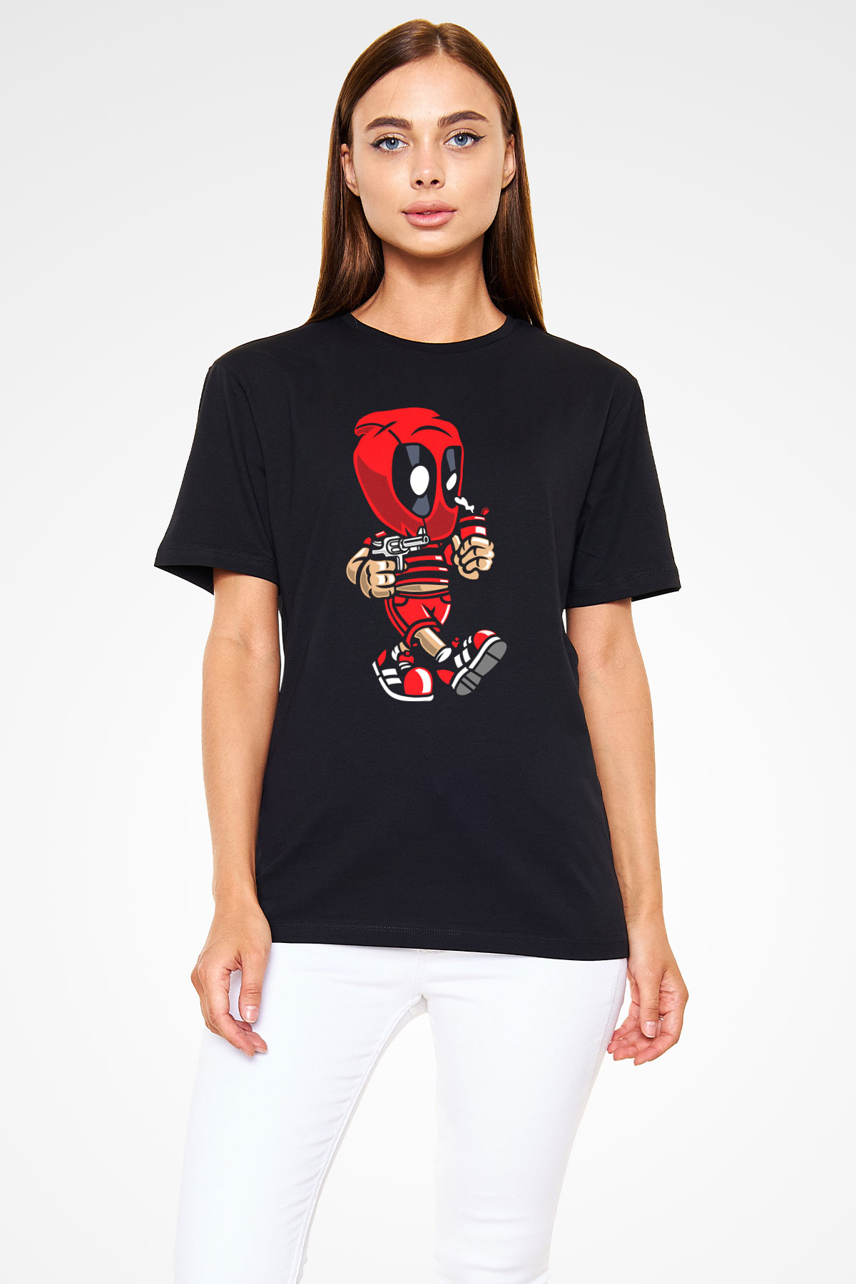 Deadpool Bastard Baskılı Unisex Siyah Tişört
