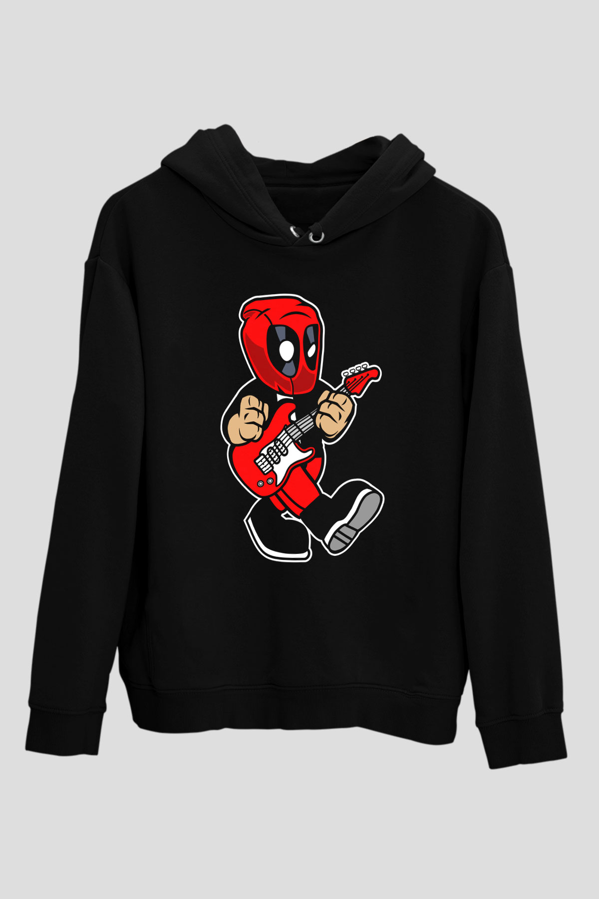 Deadpool Rockstar Baskılı Unisex Siyah Hoodie