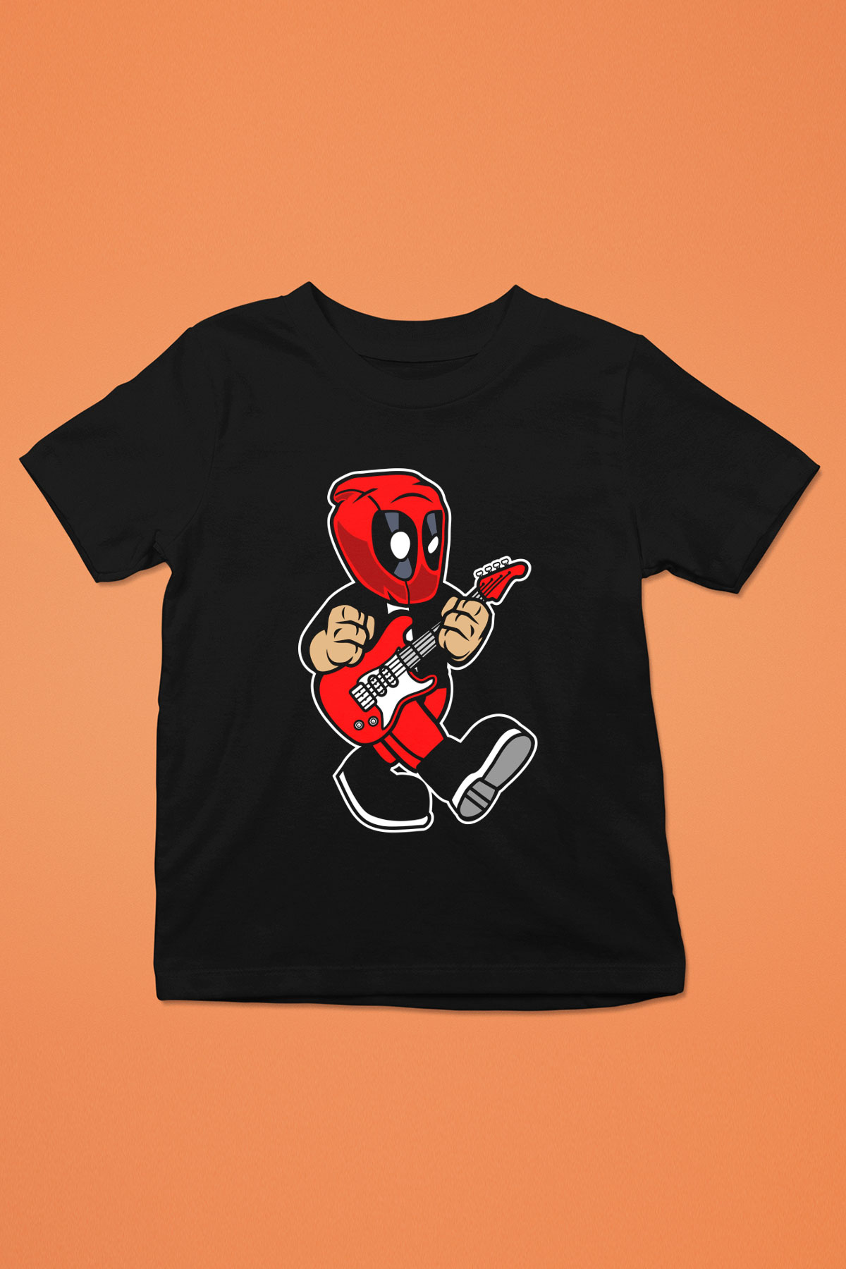 Deadpool Rockstar Baskılı Unisex Siyah Çocuk Tişört