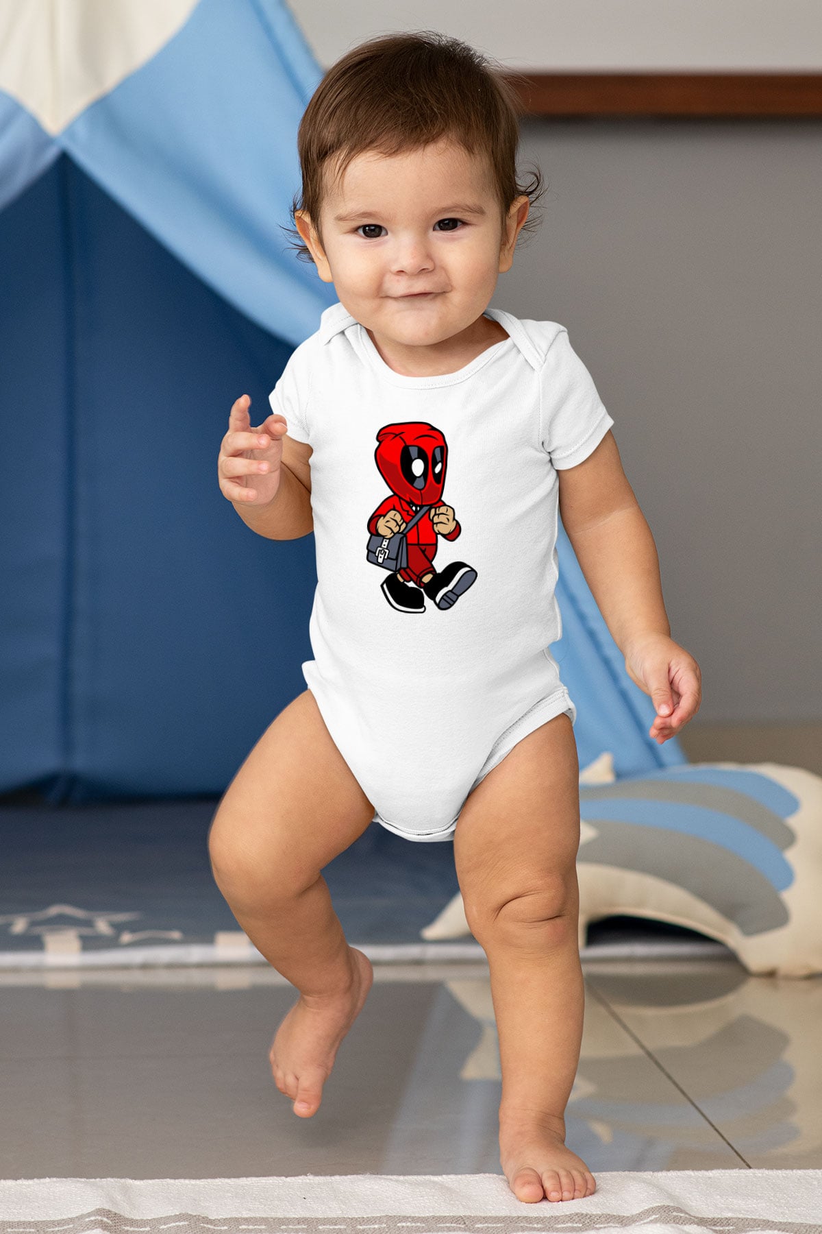 Deadpool Worker Baskılı Unisex Beyaz Bebek Body - Zıbın