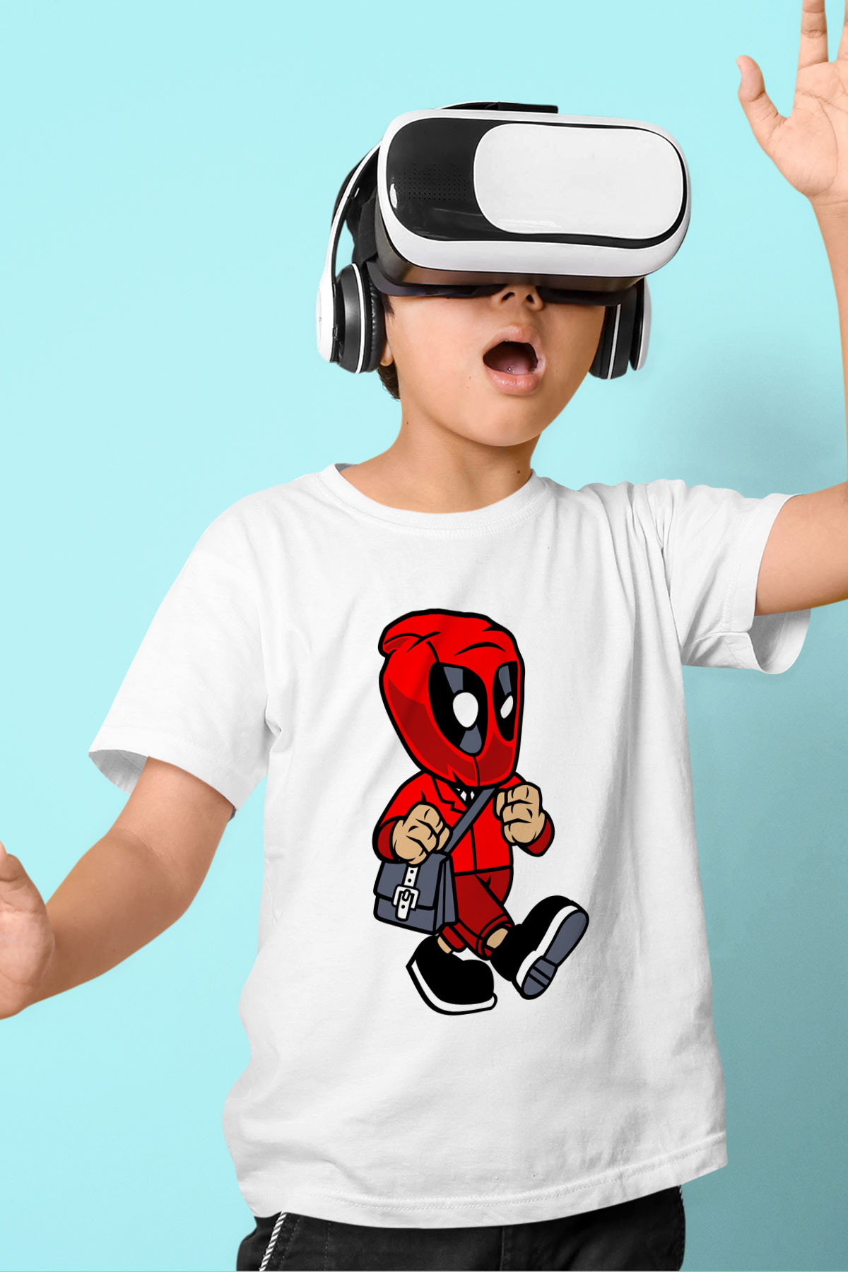 Deadpool Worker Baskılı Unisex Beyaz Çocuk Tişört