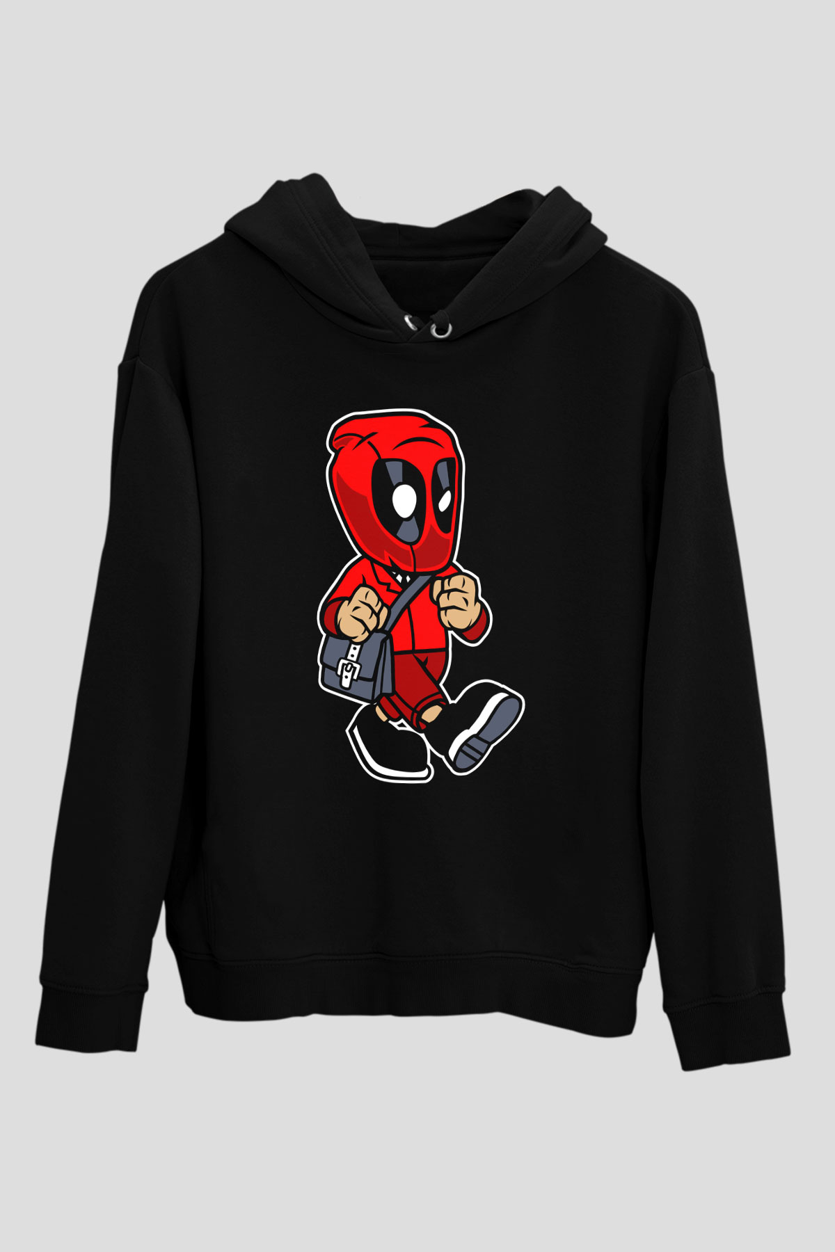 Deadpool Worker Baskılı Unisex Siyah Hoodie