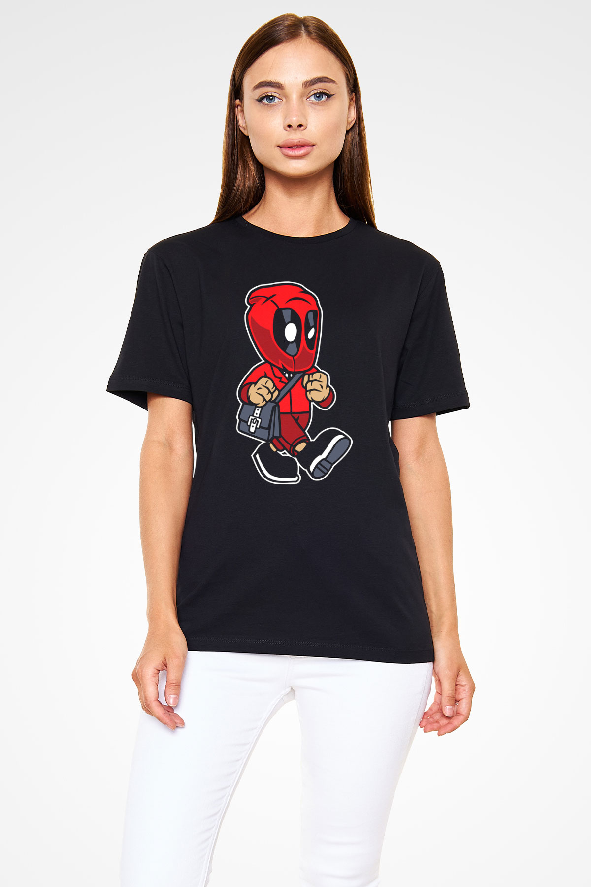 Deadpool Worker Baskılı Unisex Siyah Tişört