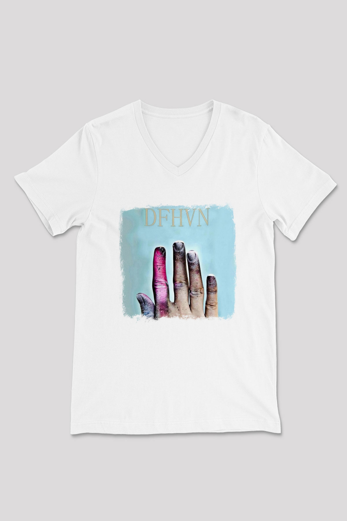 Deafheaven Baskılı Unisex Beyaz V Yaka Tişört