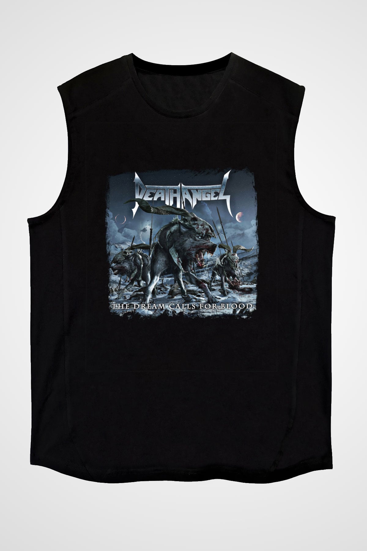 Death Angel Baskılı Unisex Siyah Kolsuz Tişört