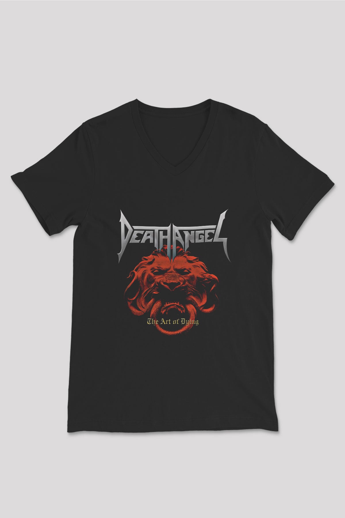 Death Angel Baskılı Unisex Siyah V Yaka Tişört