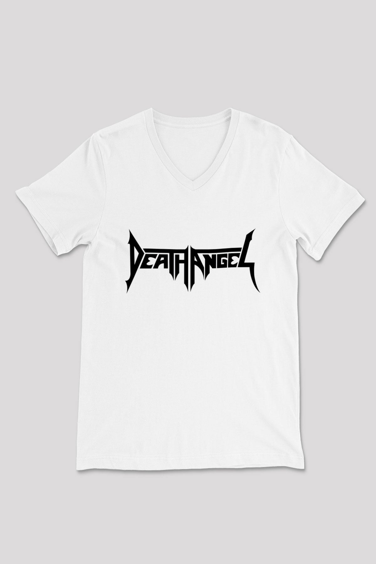 Death Angel Beyaz Unisex V Yaka Tişört T-Shirt