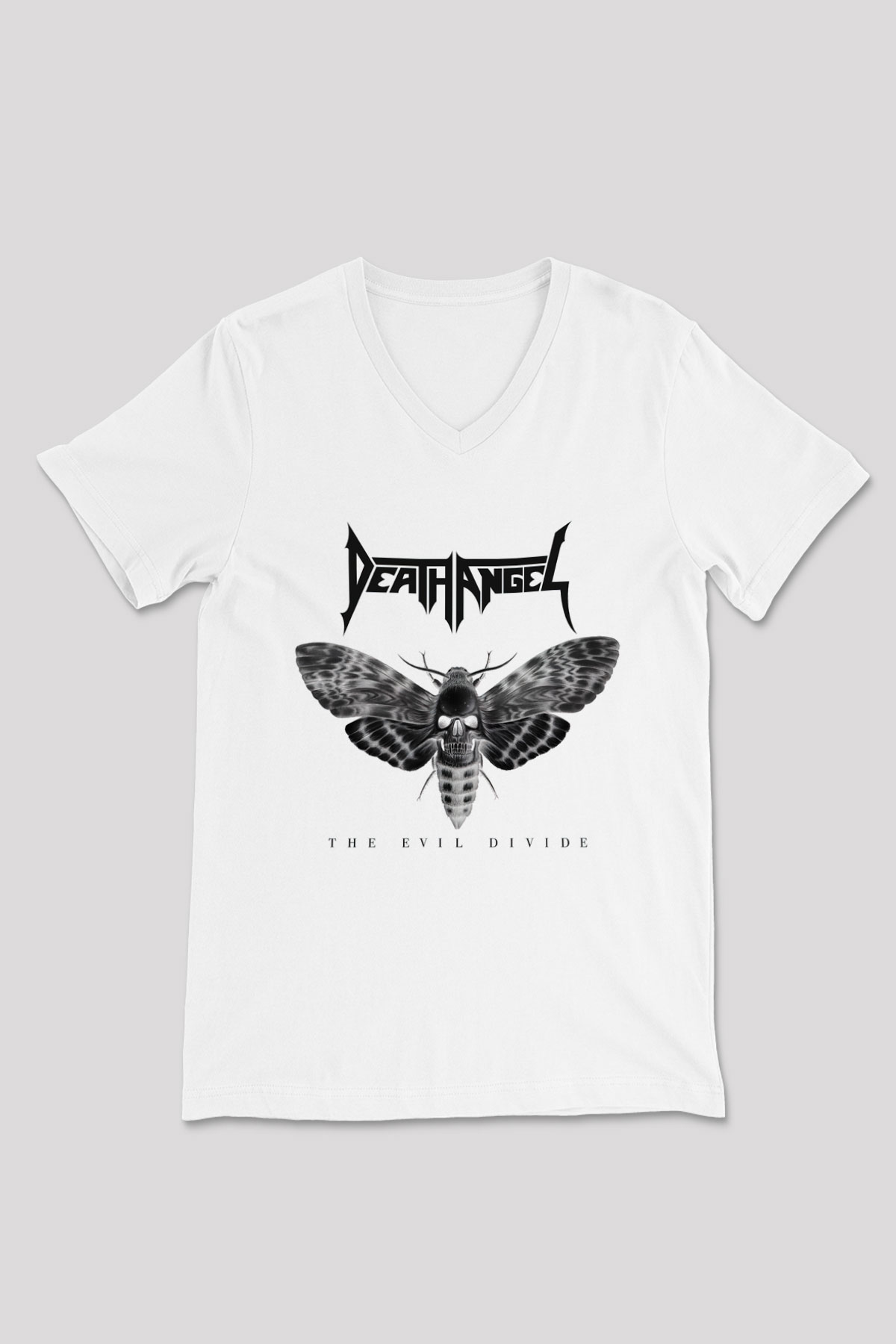 Death Angel Beyaz Unisex V Yaka Tişört T-Shirt