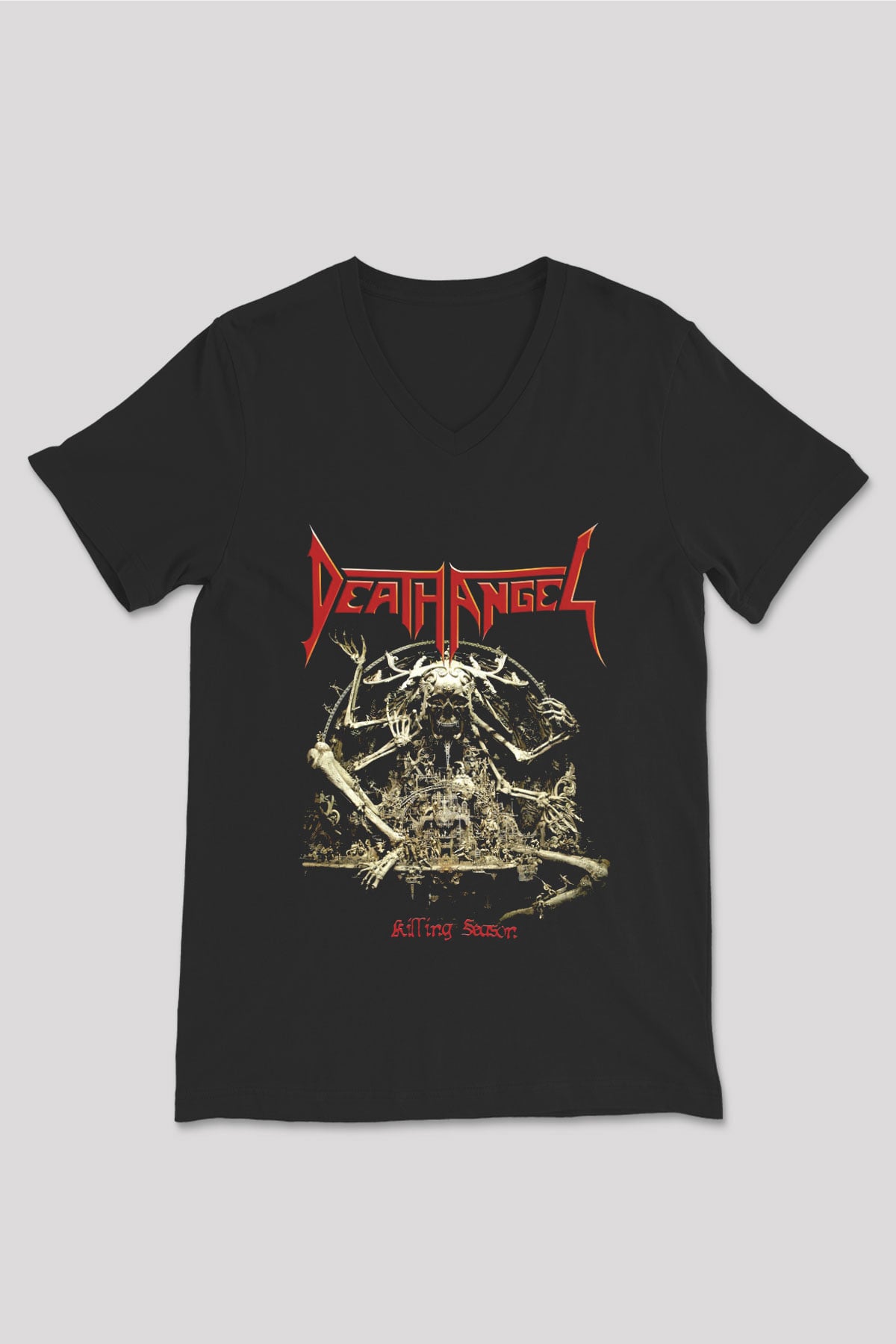 Death Angel Siyah Unisex V Yaka Tişört T-Shirt