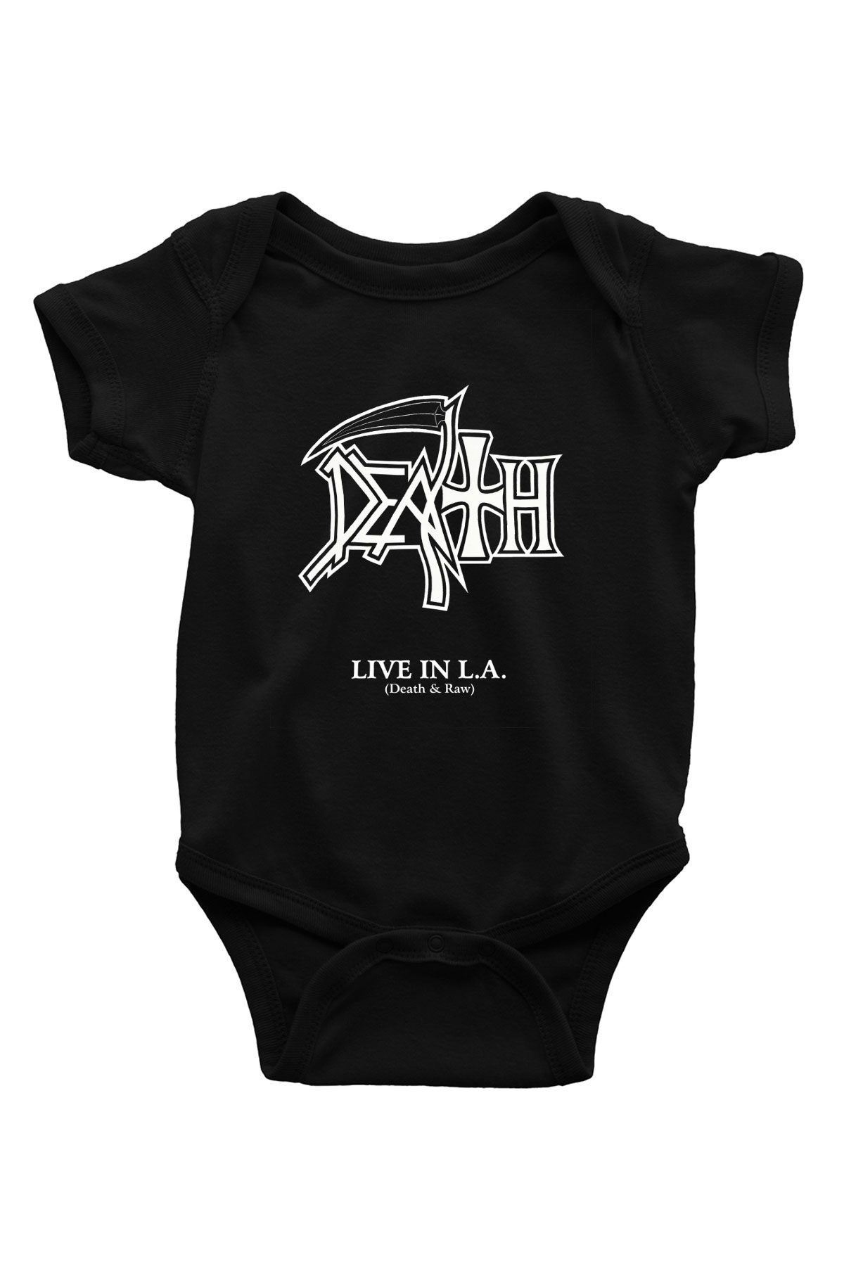 Death Baskılı Unisex Siyah Bebek Body - Zıbın