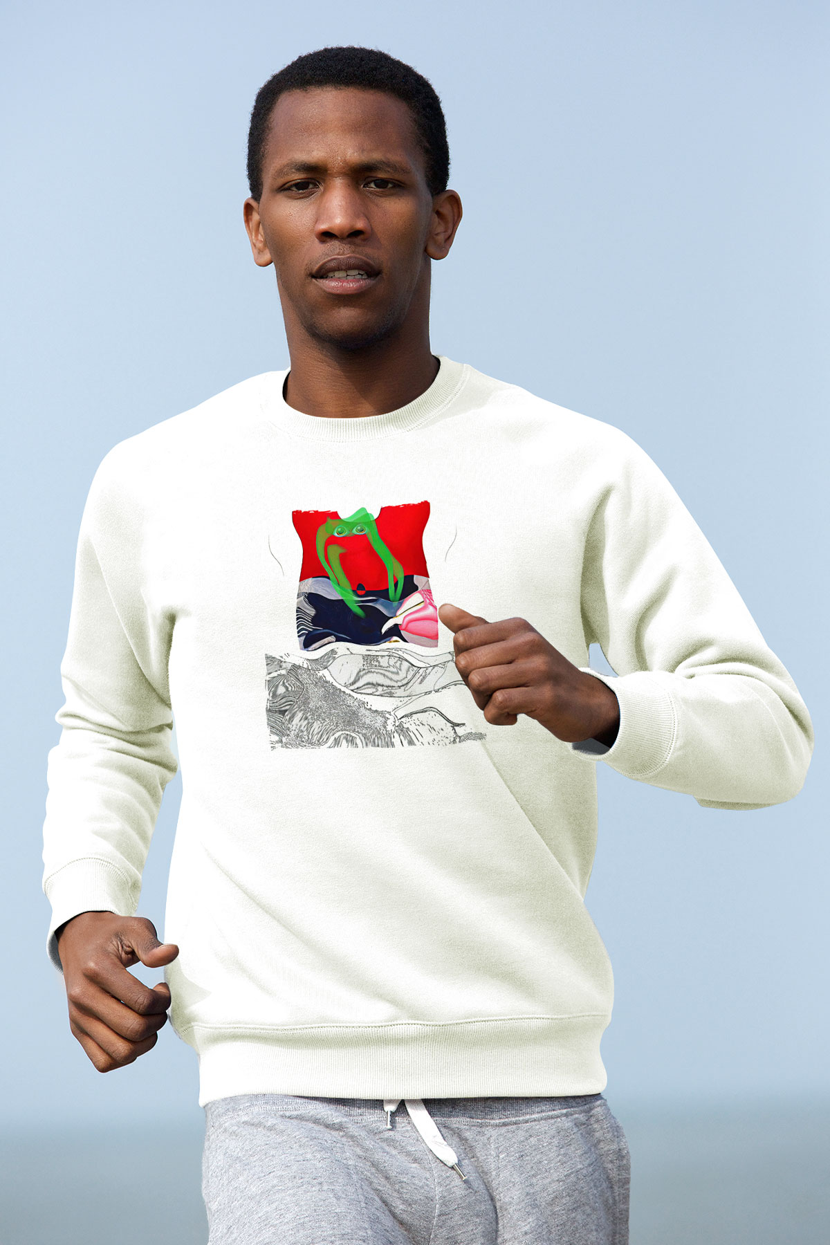 Death Grips Baskılı Beyaz Unisex Sweatshirt