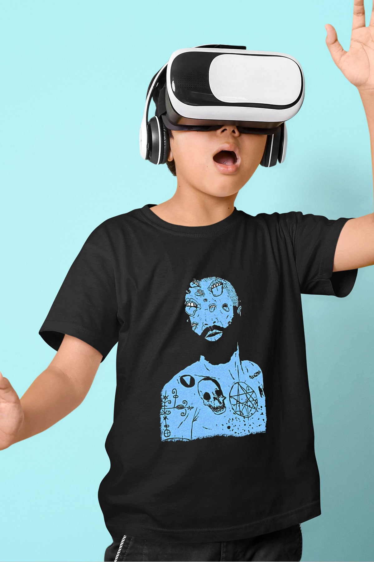Death Grips Baskılı Unisex Siyah Çocuk Tişört - Tshirt