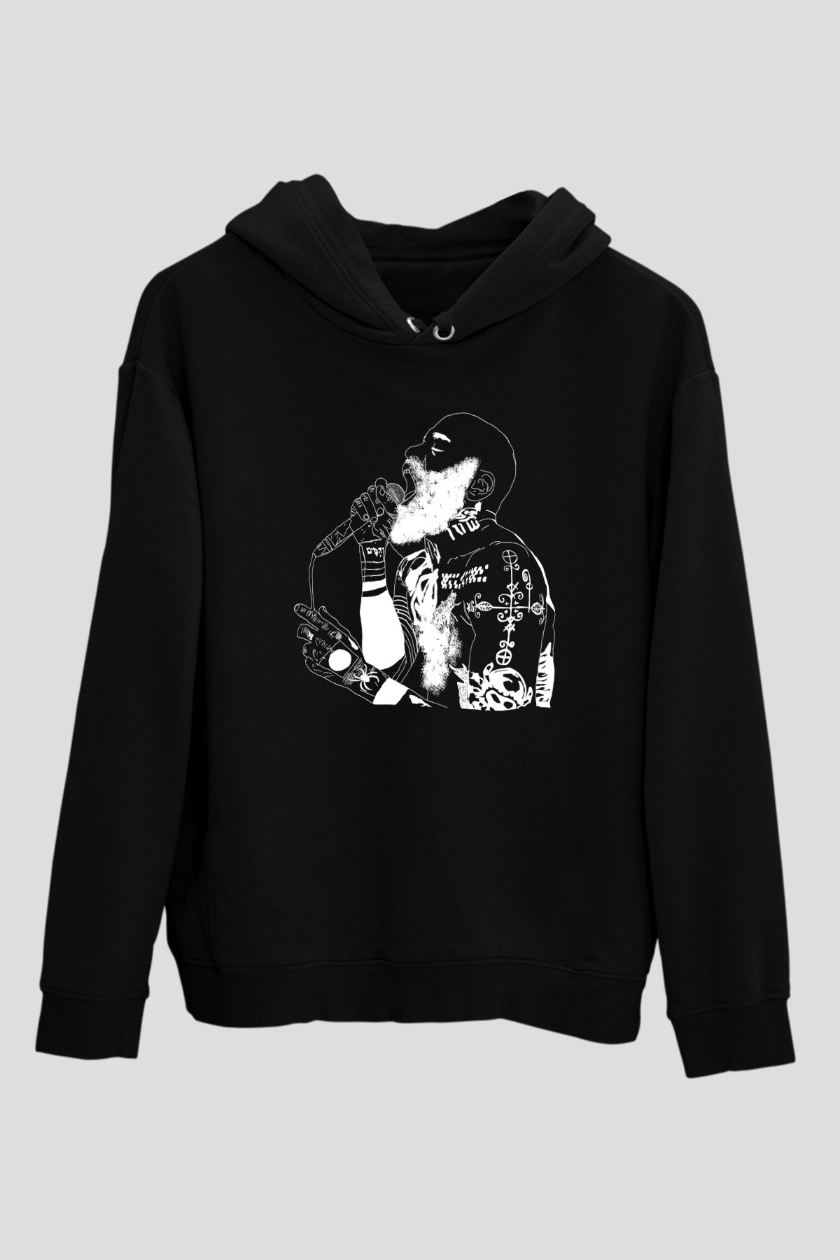 Death Grips Baskılı Unisex Siyah Hoodie