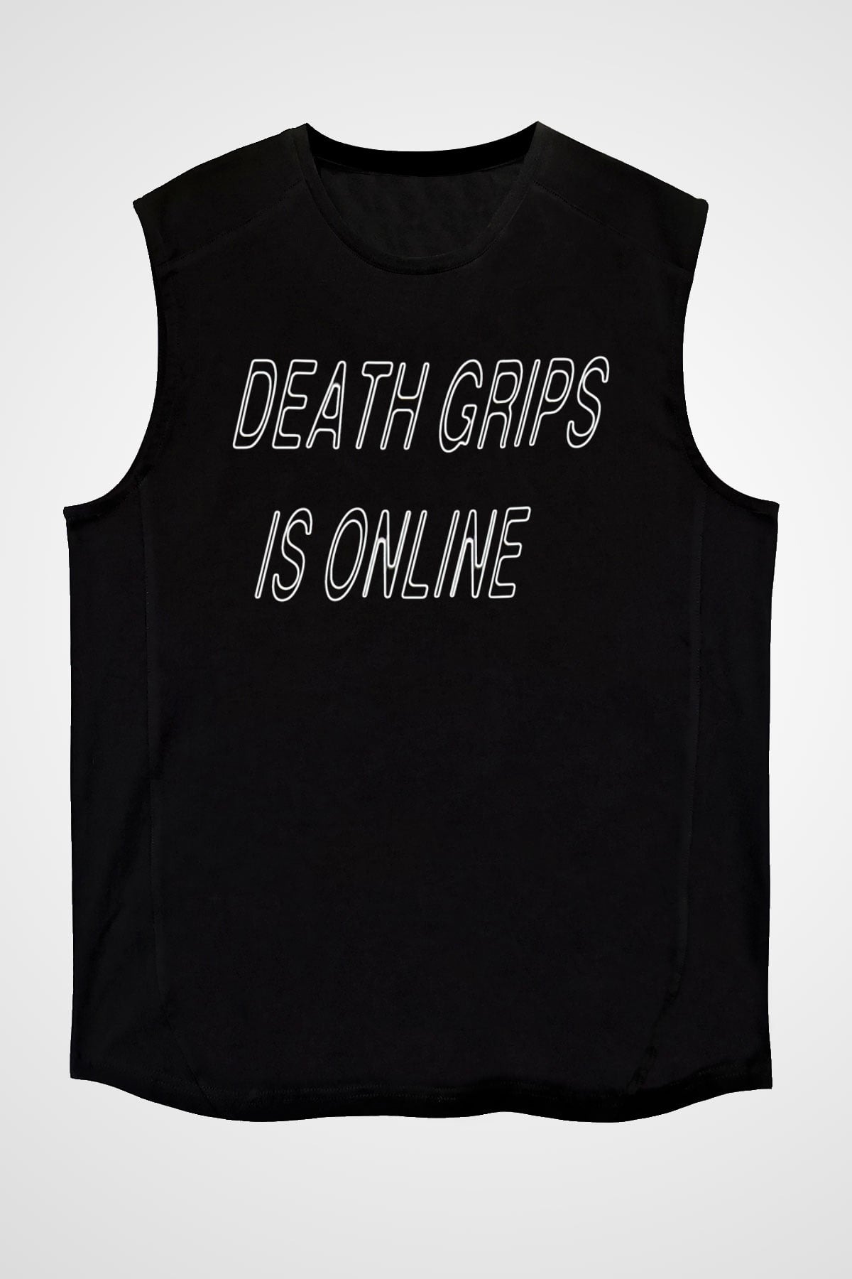 Death Grips Baskılı Unisex Siyah Kolsuz Tişört - Tshirt