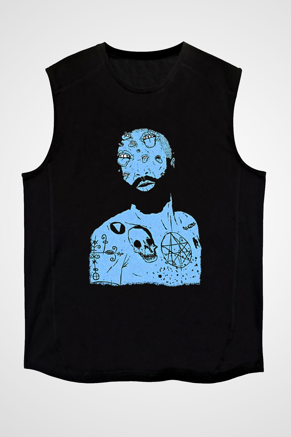 Death Grips Baskılı Unisex Siyah Kolsuz Tişört - Tshirt