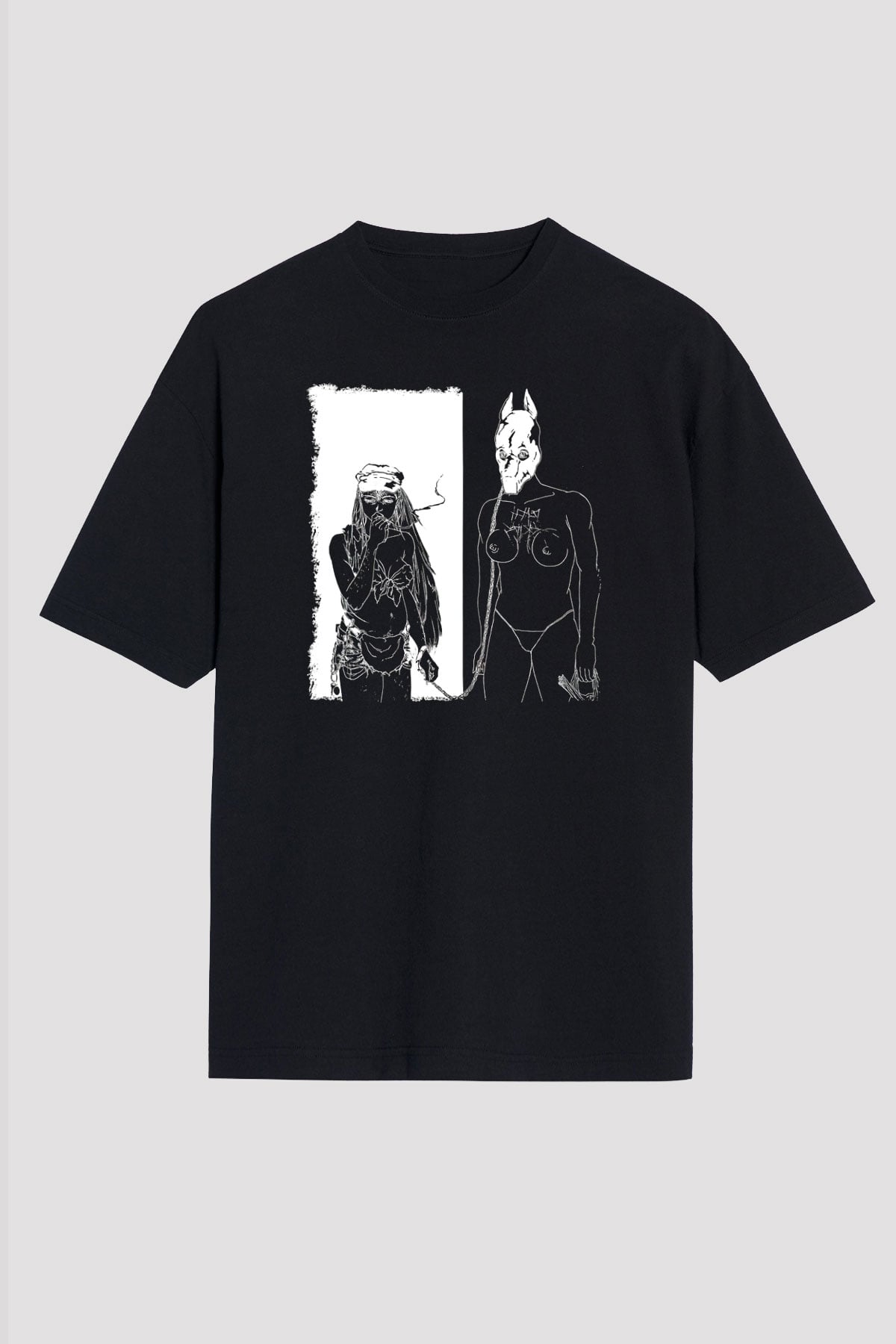 Death Grips Baskılı Unisex Siyah Oversize Tişört - Tshirt
