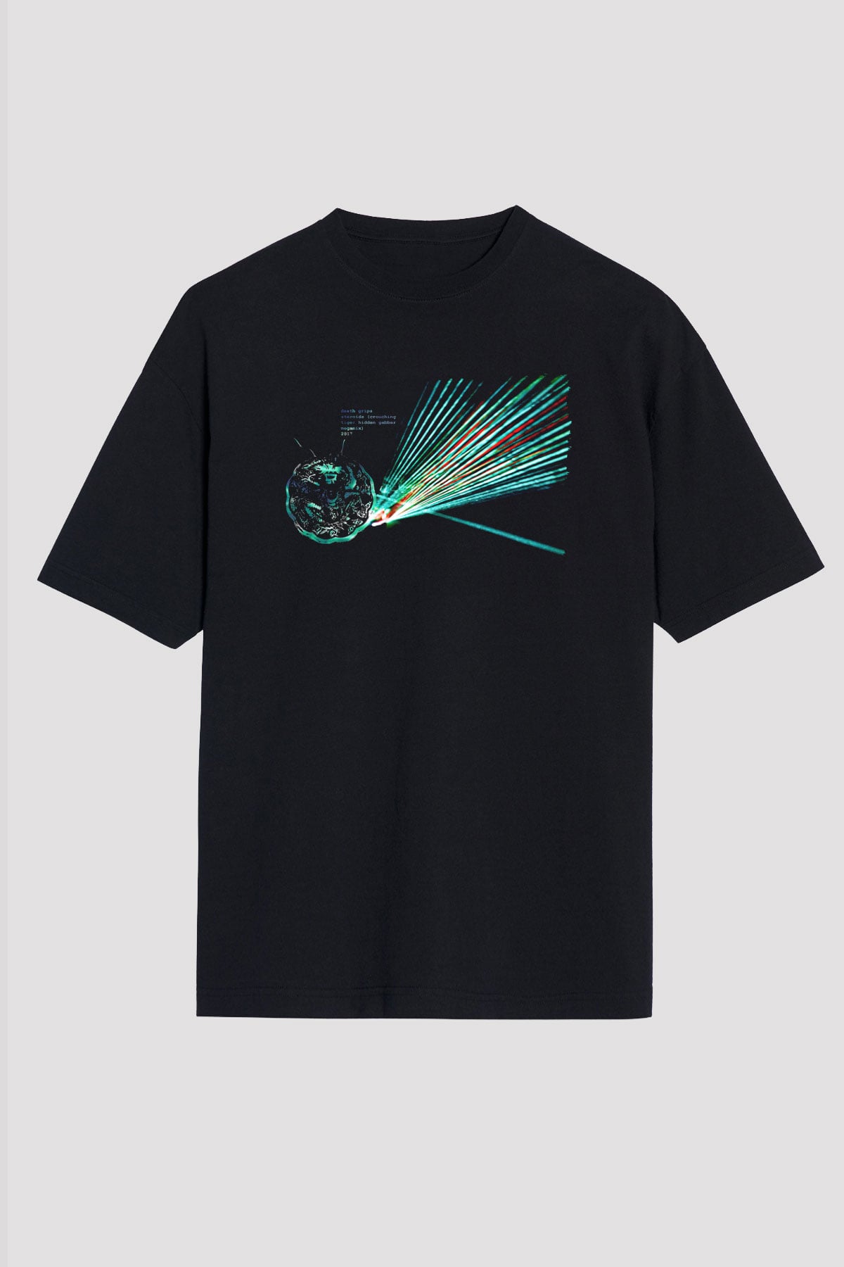 Death Grips Baskılı Unisex Siyah Oversize Tişört - Tshirt