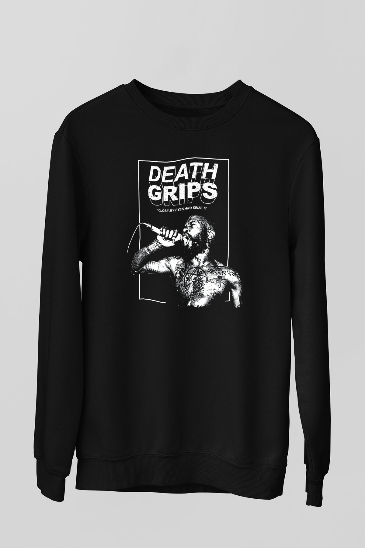 Death Grips Baskılı Unisex Siyah Sweatshirt