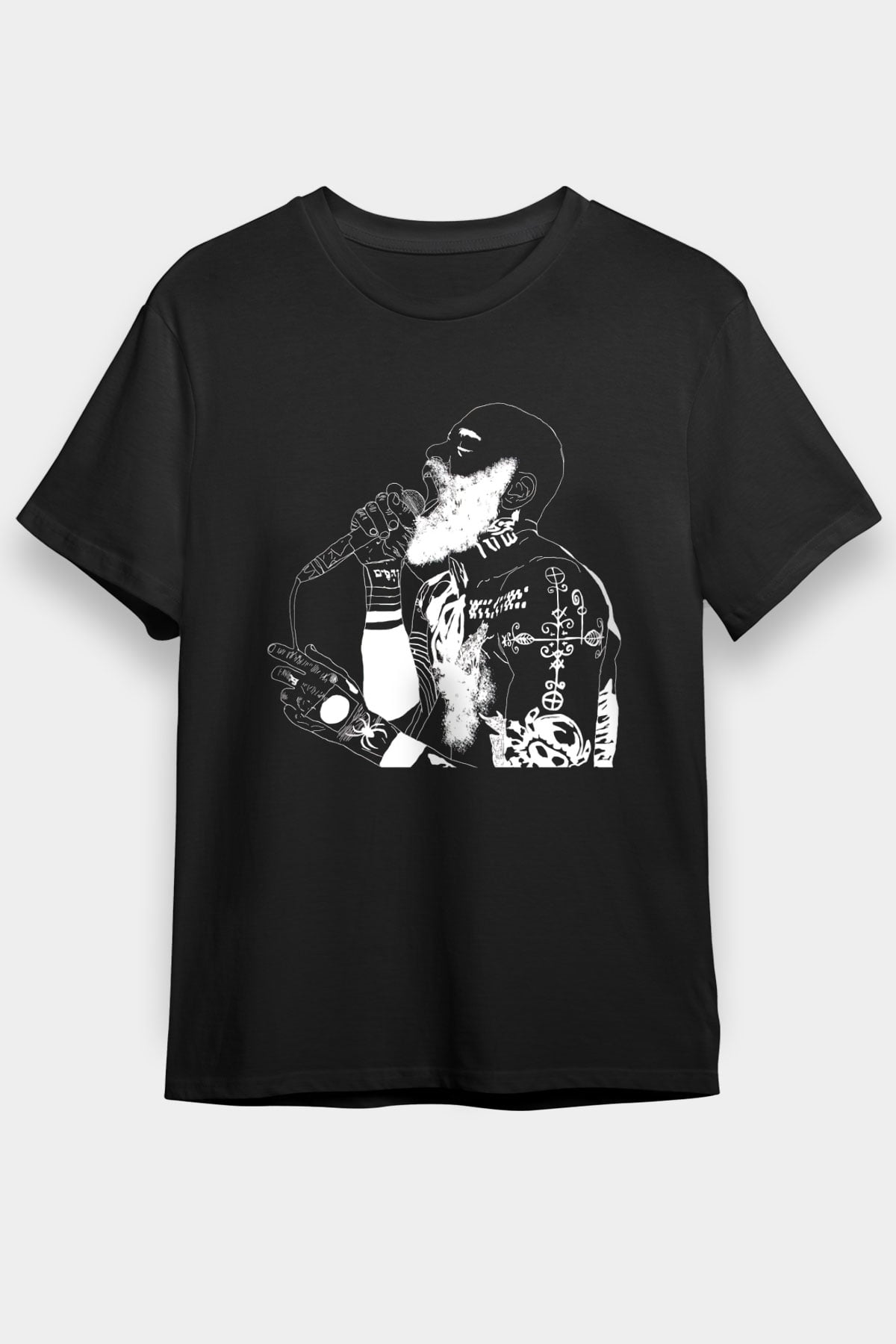 Death Grips Baskılı Unisex Siyah Tişört - Tshirt