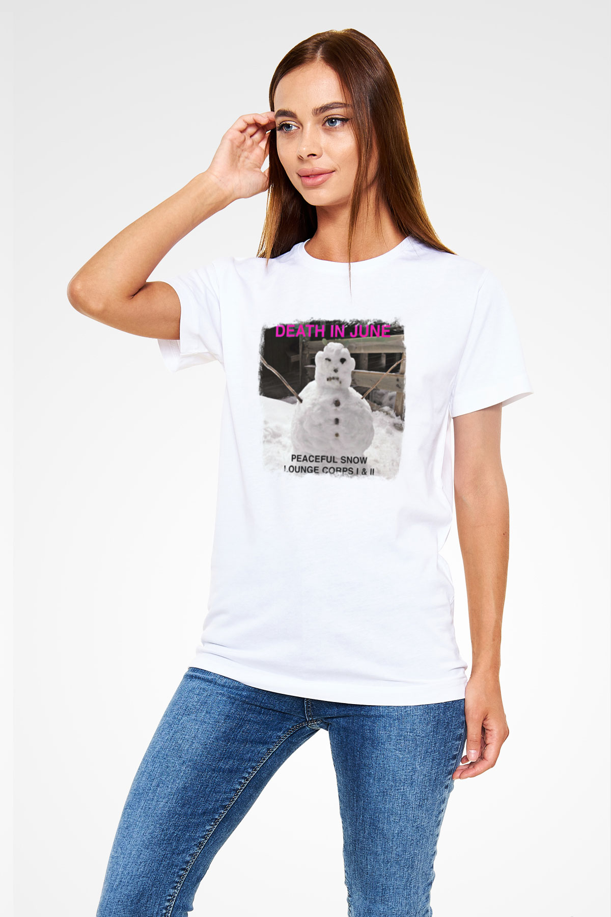 Death in June Baskılı Unisex Beyaz Tişört