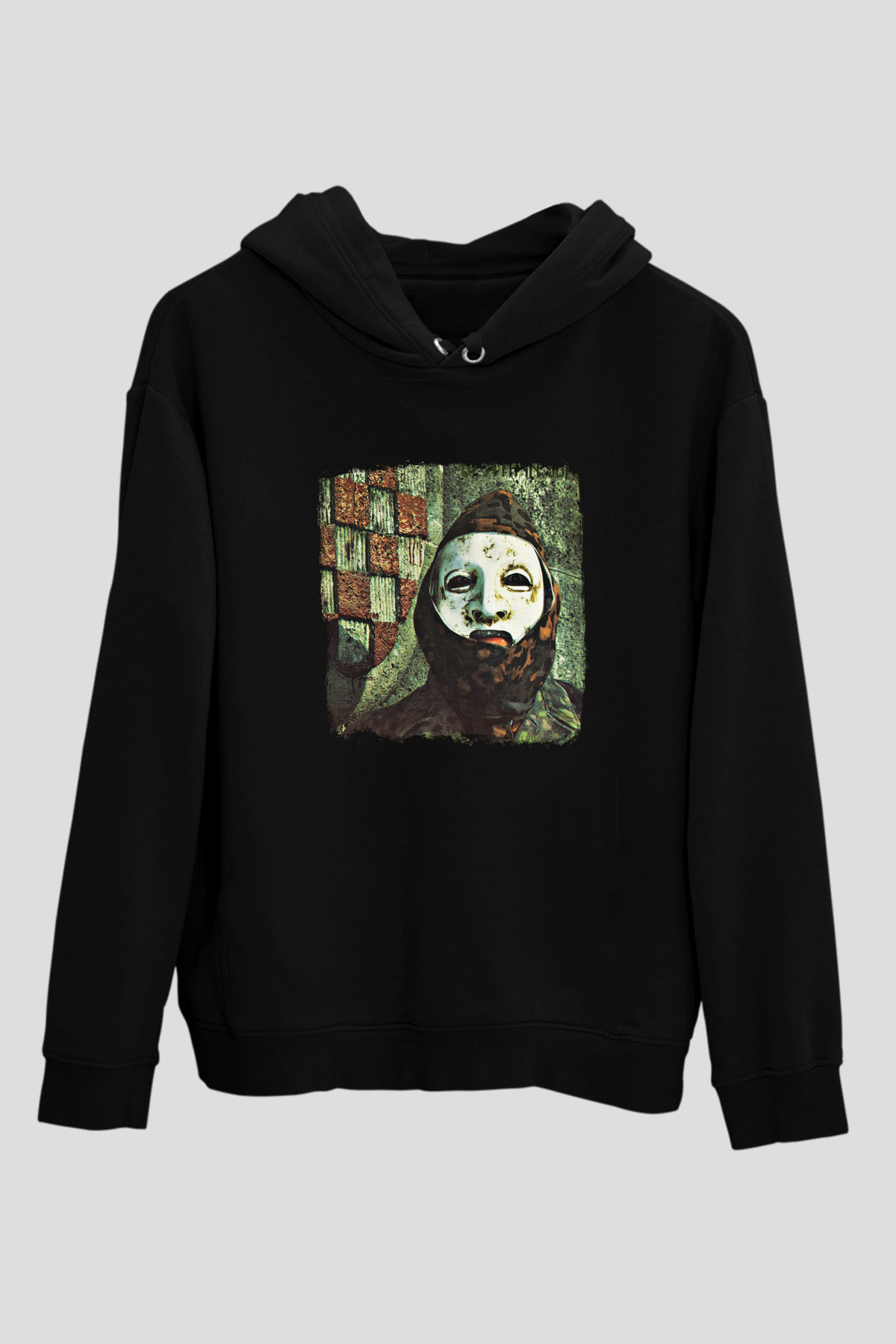 Death in June Baskılı Unisex Siyah Hoodie