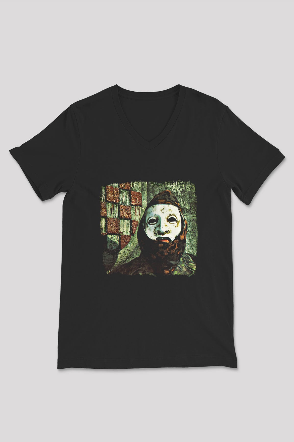Death in June Baskılı Unisex Siyah V Yaka Tişört