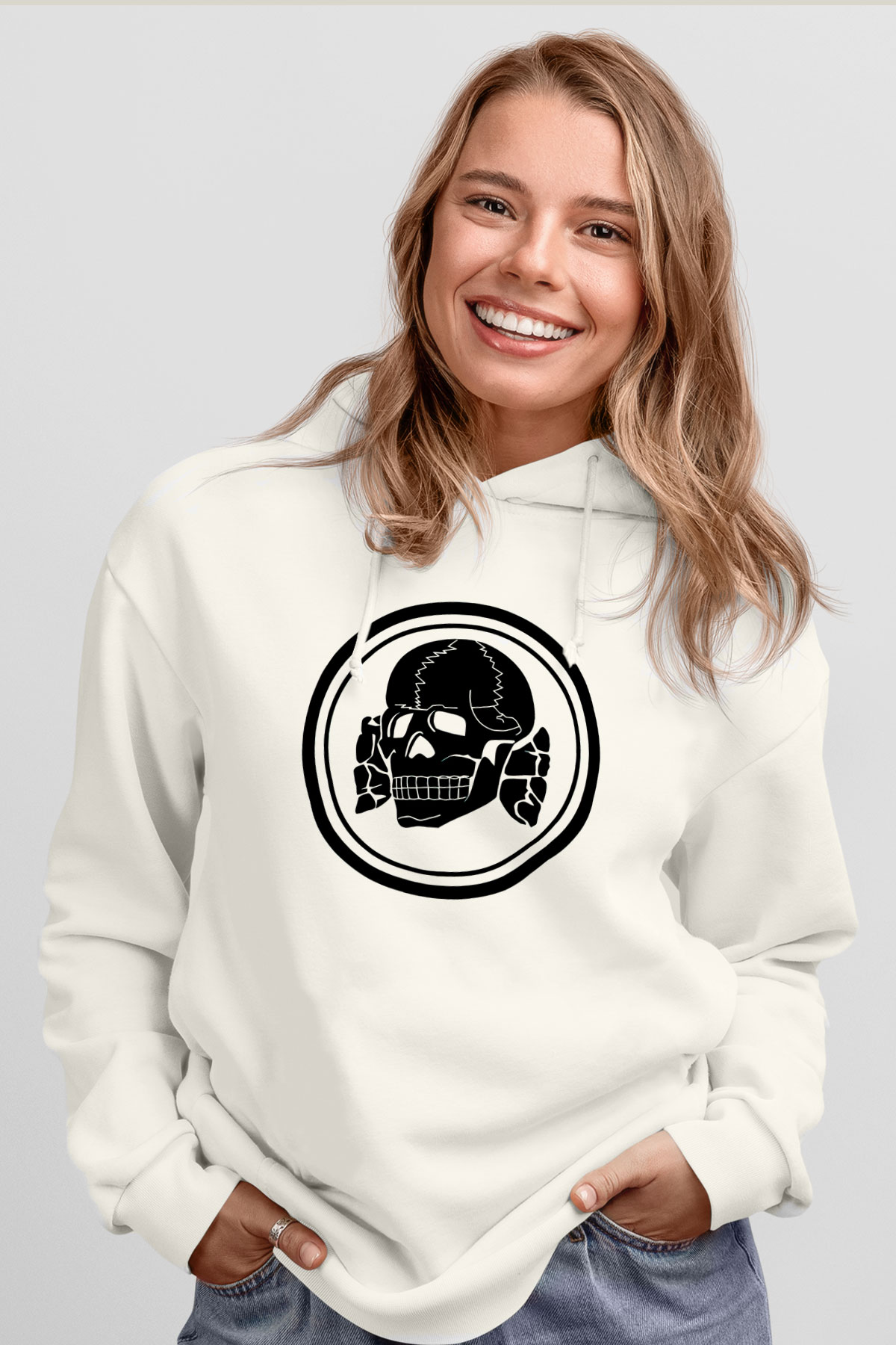Death in June Beyaz Unisex Kapşonlu Sweatshirt