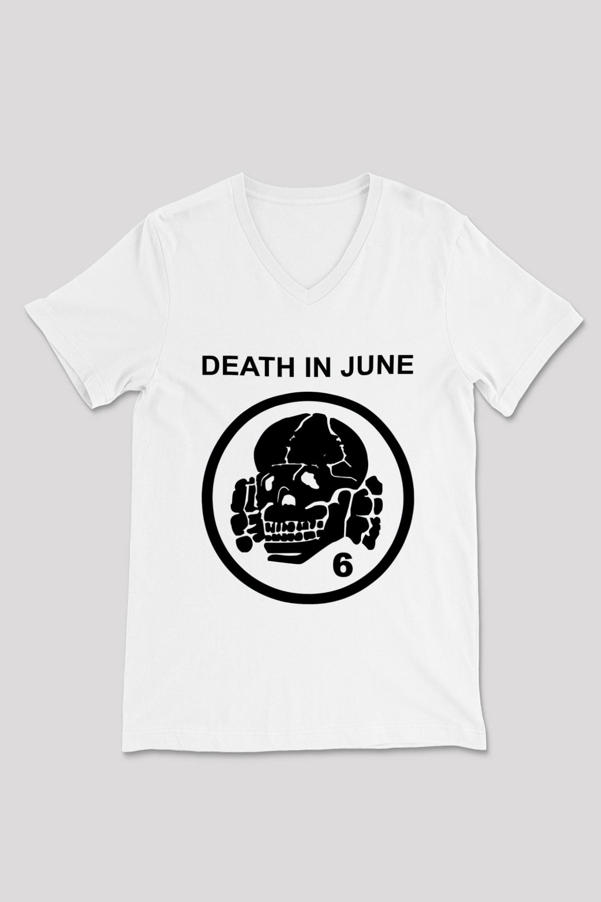 Death in June Beyaz Unisex V Yaka Tişört T-Shirt