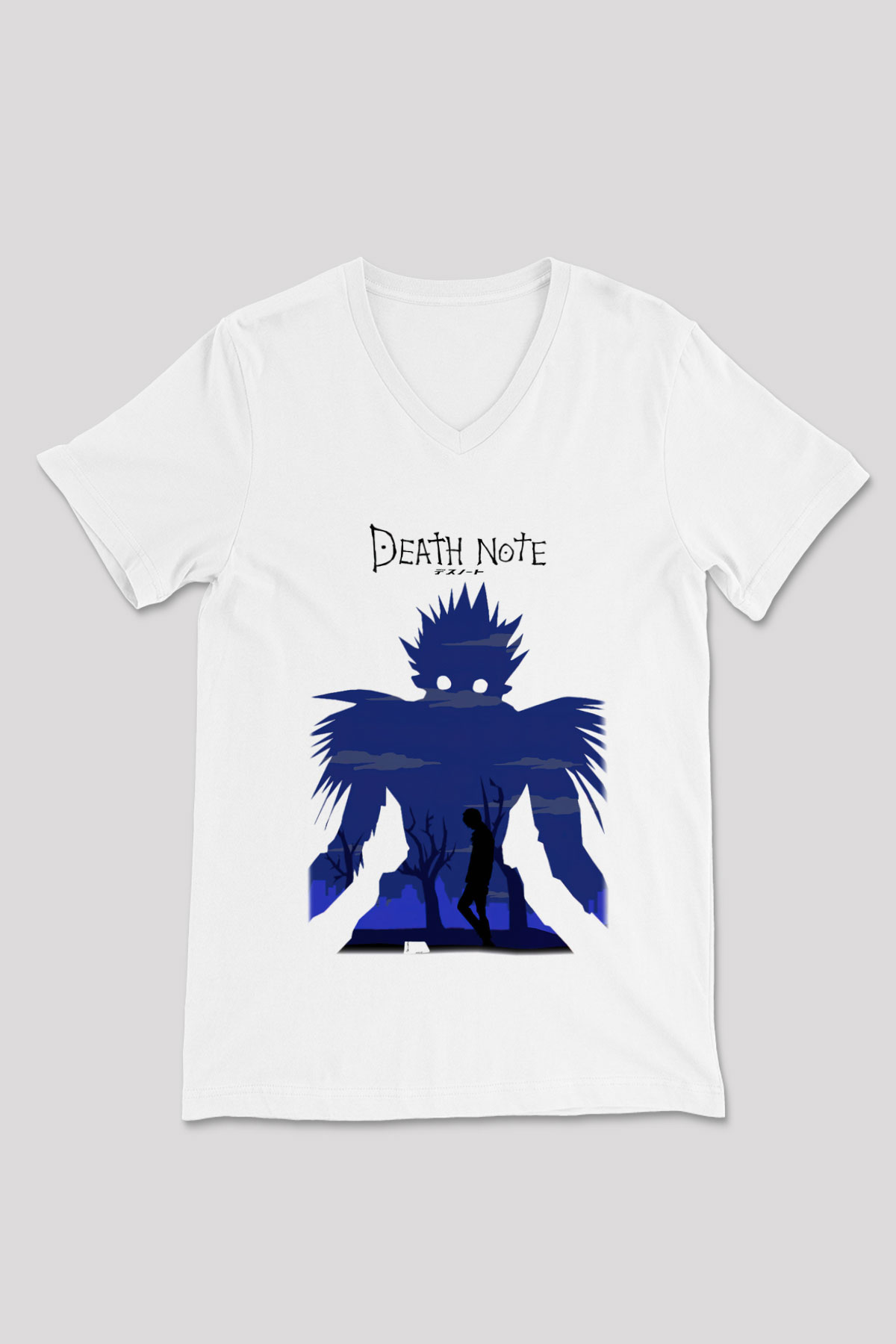 Death Note Beyaz Unisex V Yaka Tişört T-Shirt