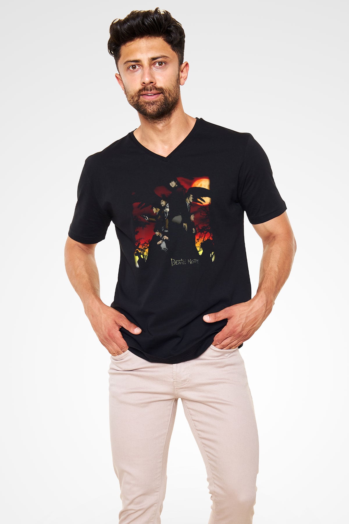 Death Note Siyah Unisex V Yaka Tişört