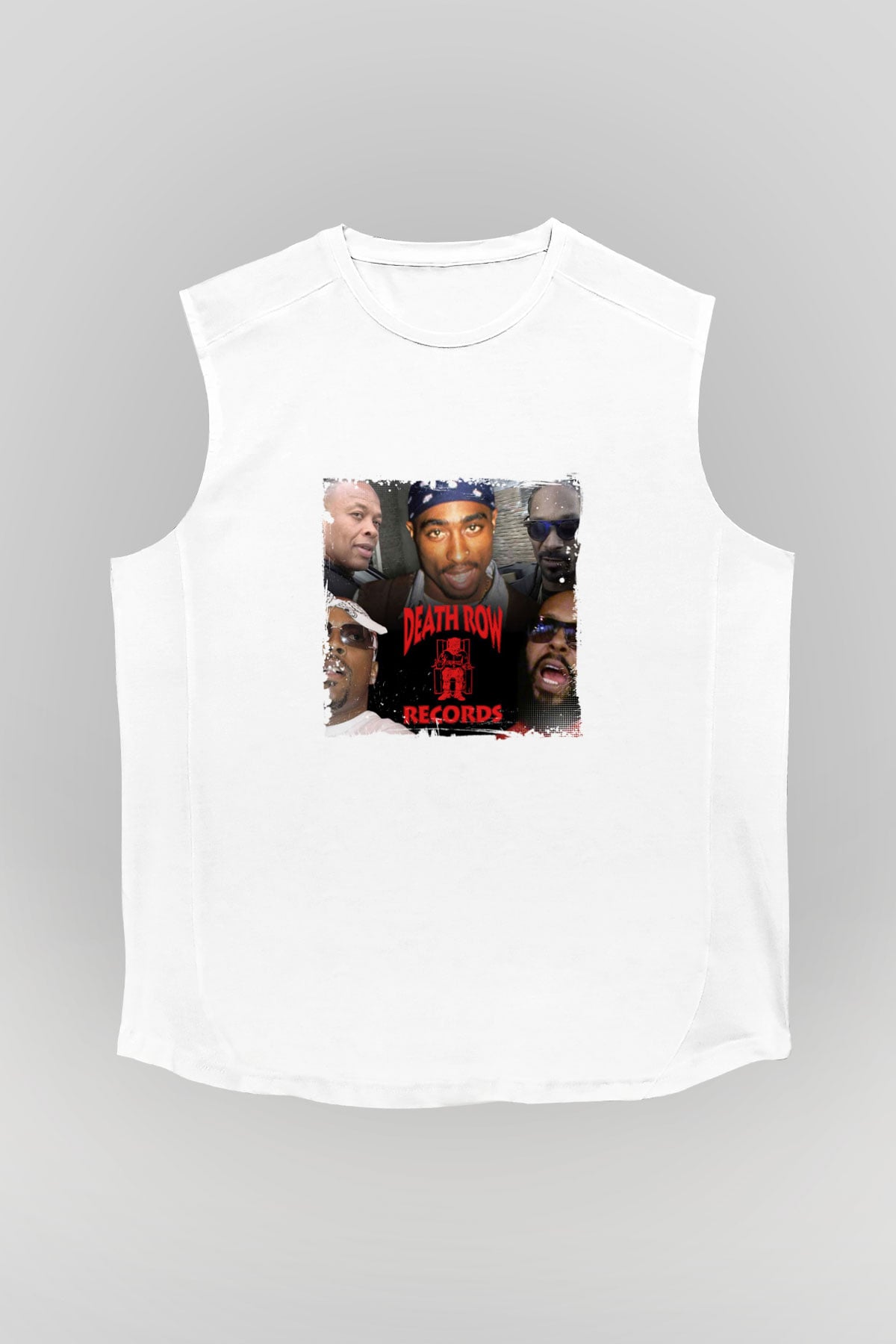 Death Row Records Baskılı Unisex Beyaz Kolsuz Tişört