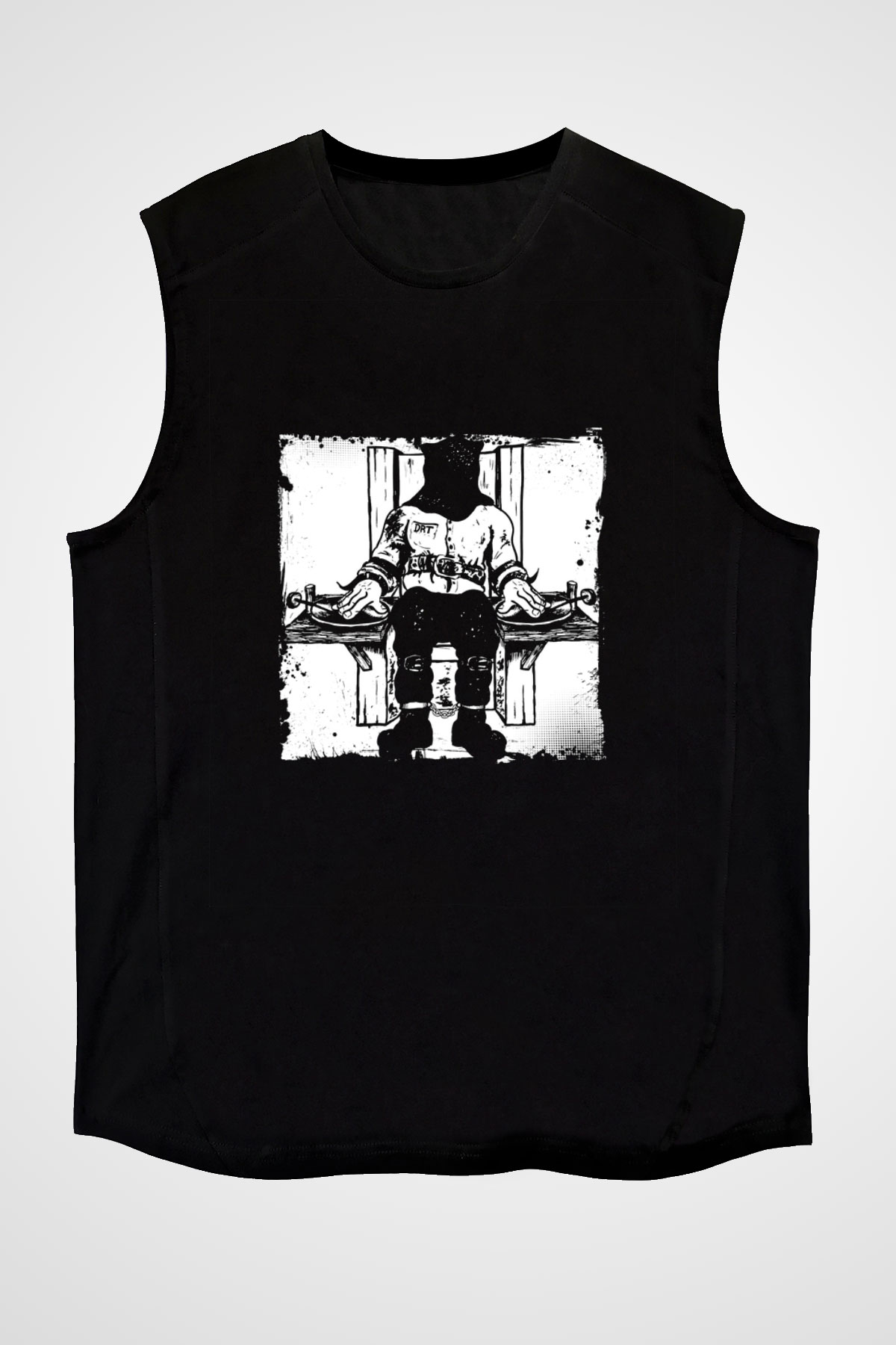 Death Row Records Baskılı Unisex Siyah Kolsuz Tişört